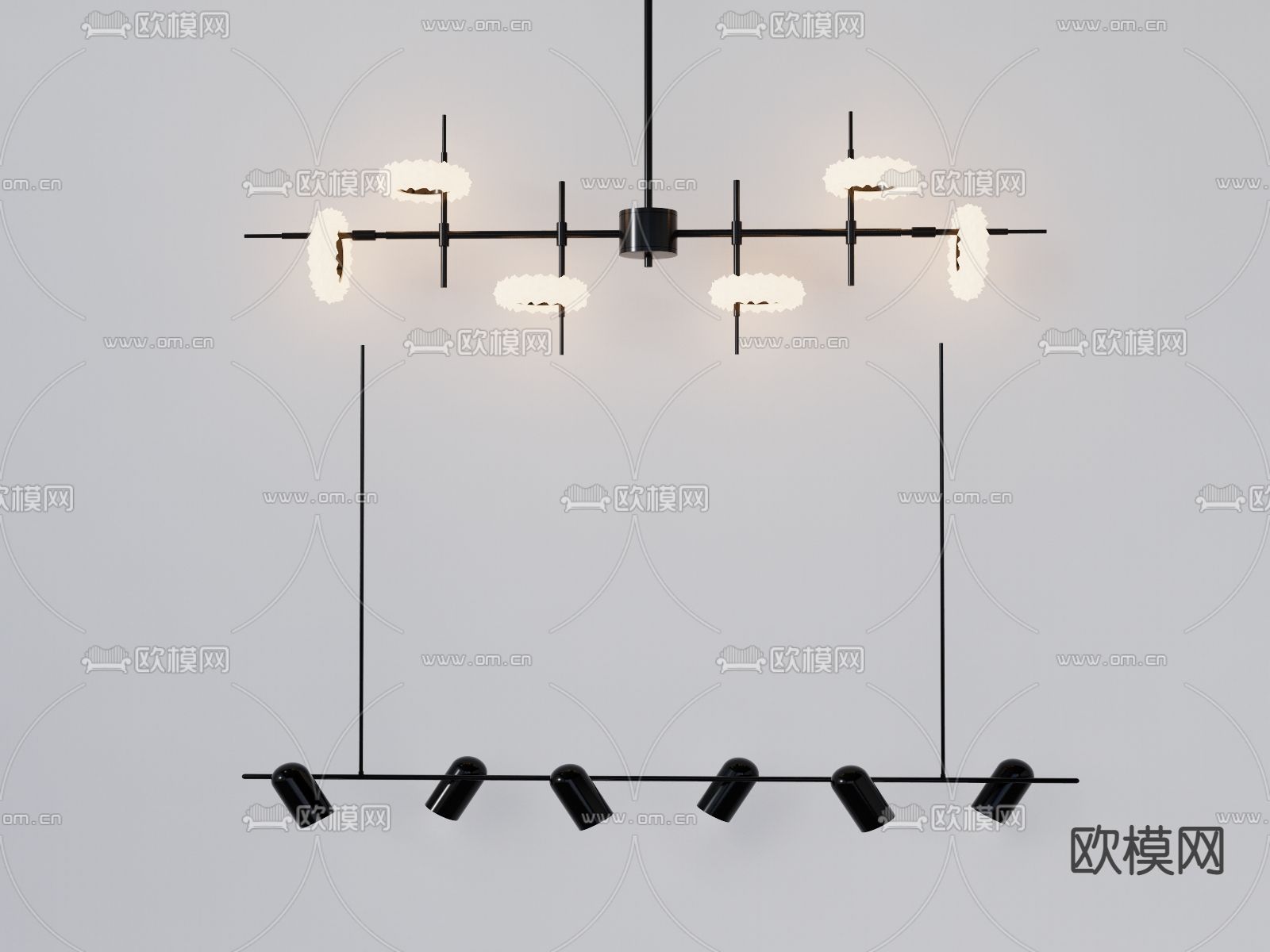 现代轻奢吊灯su模型下载（渲染图1）