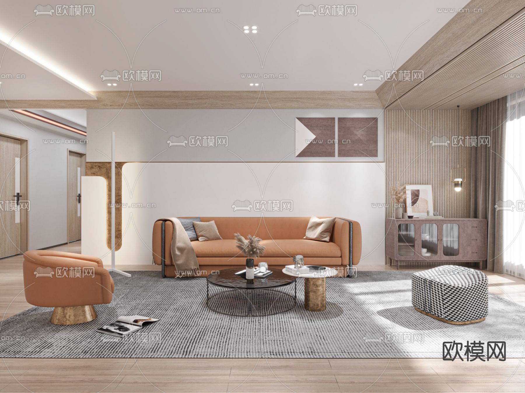 现代客厅餐厅3d模型