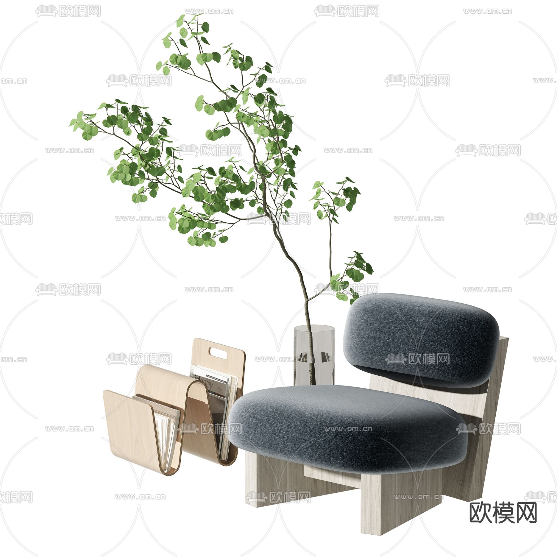 现代布艺休闲椅3d模型