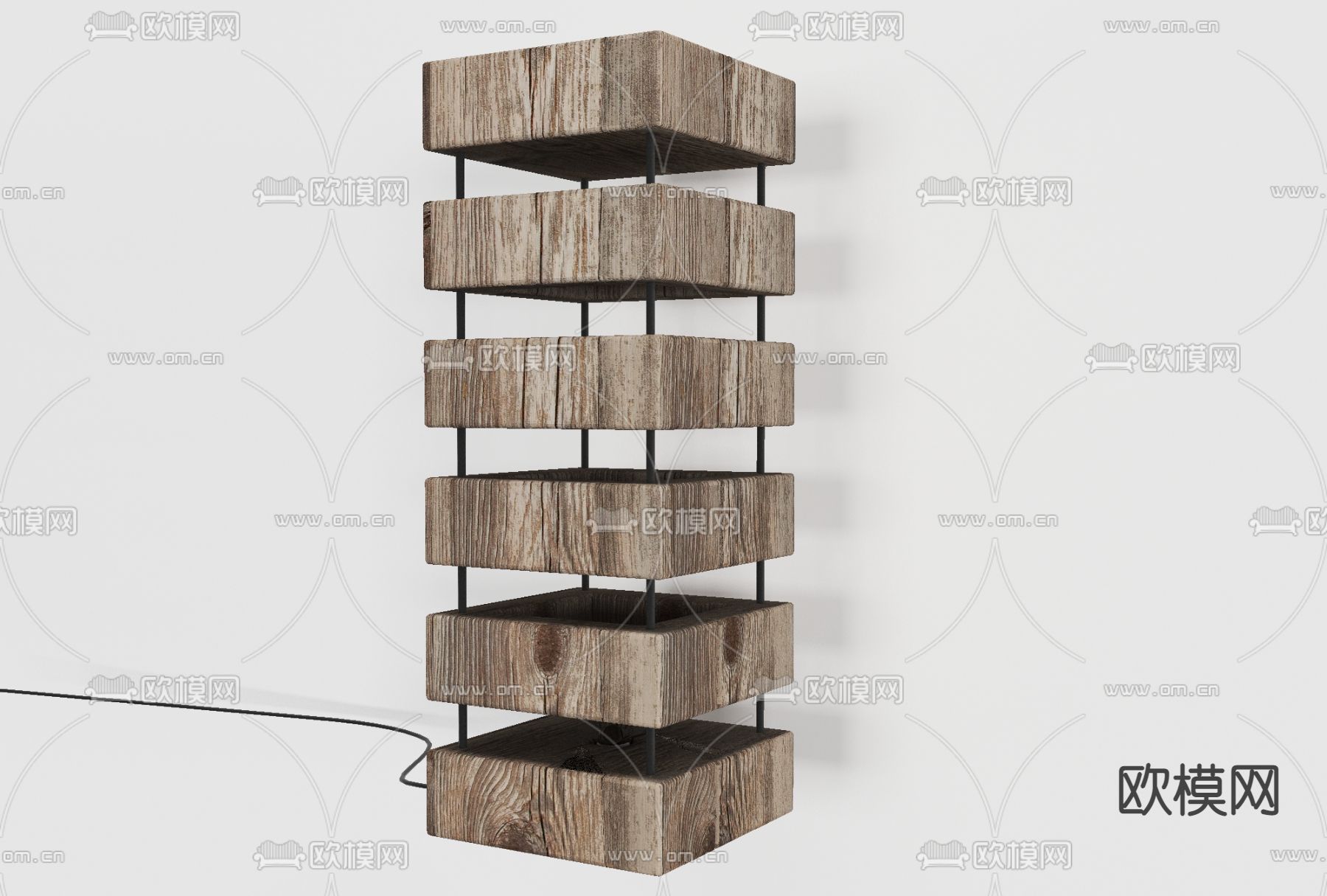 工业风实木装饰柜免费3d模型下载