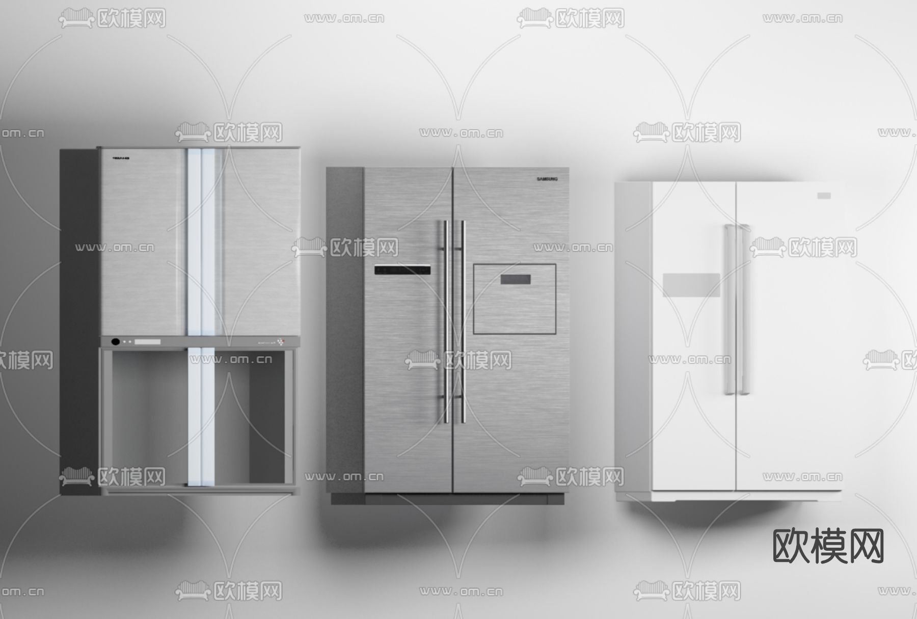 现代冰箱免费3d模型下载