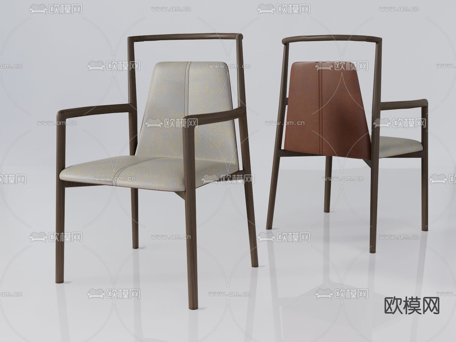 新中式实木休闲椅su模型下载（渲染图1）