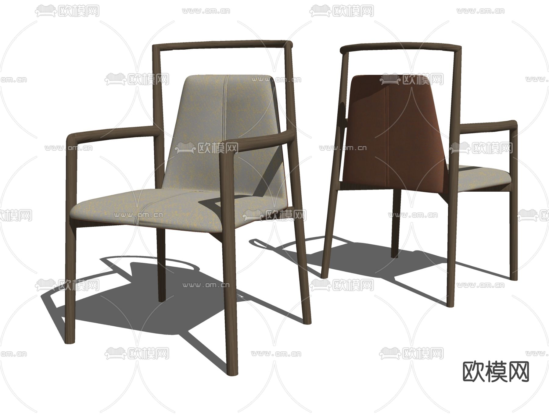 新中式实木休闲椅su模型下载（渲染图2）