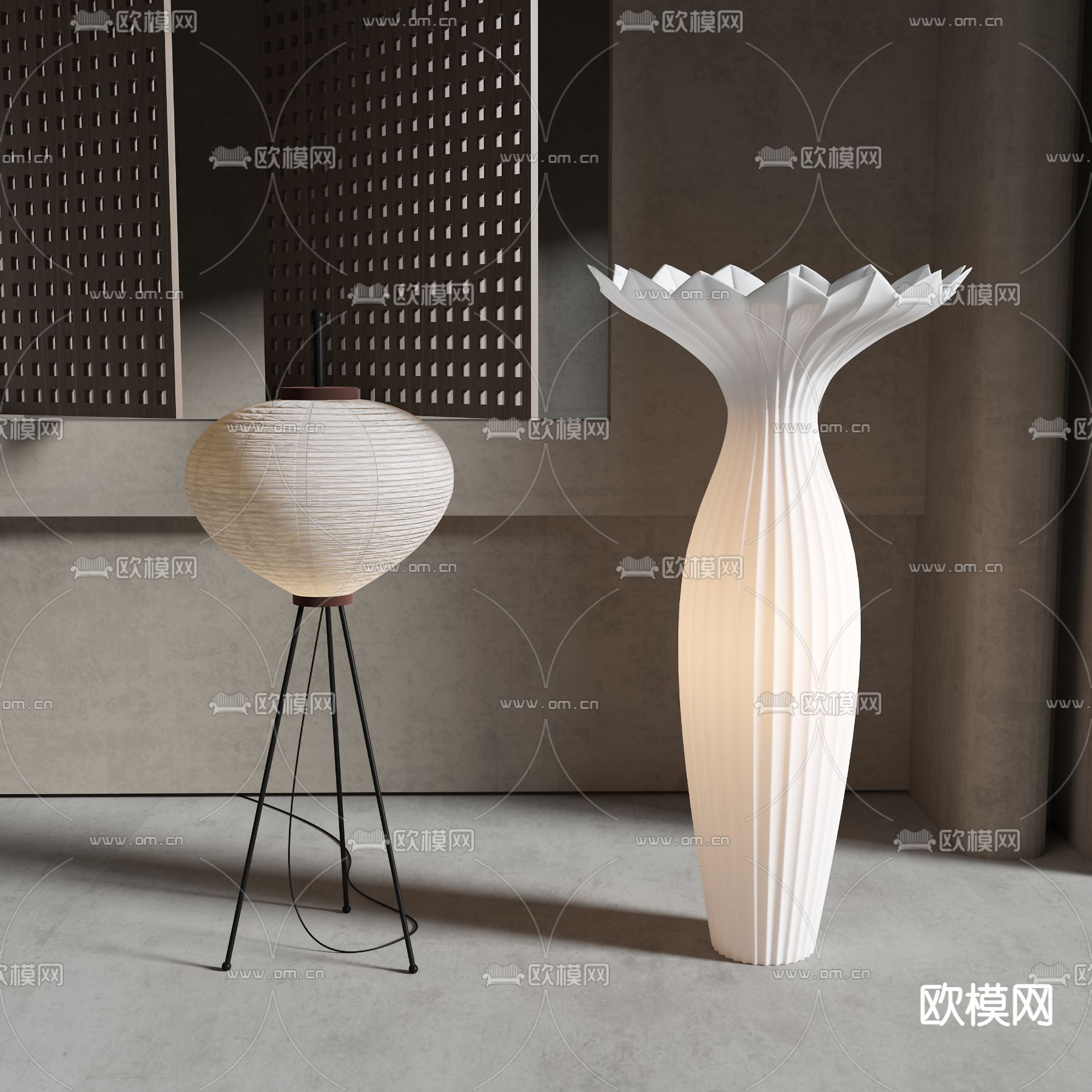 侘寂风创意落地灯3d模型下载