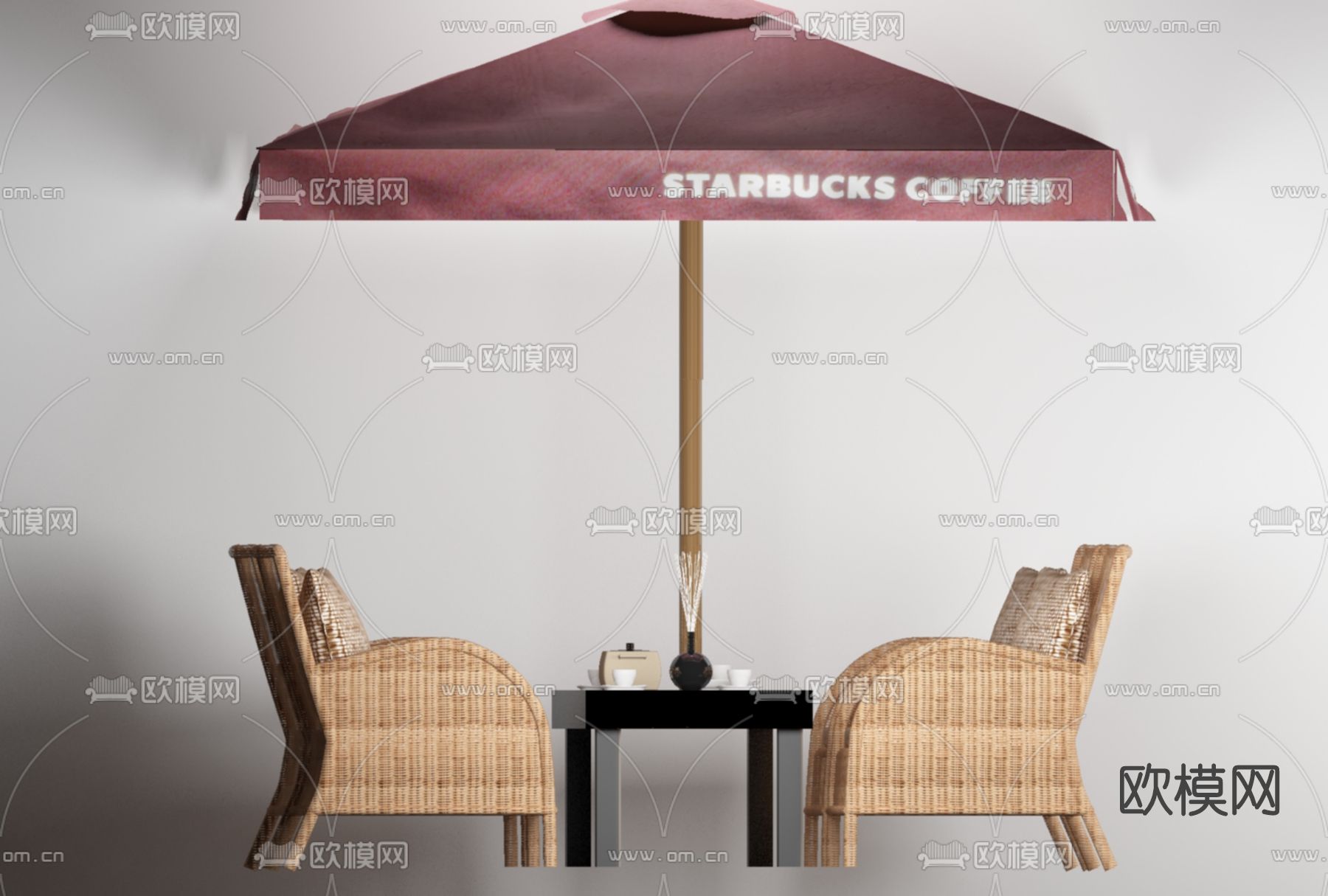 现代户外桌椅免费3d模型下载