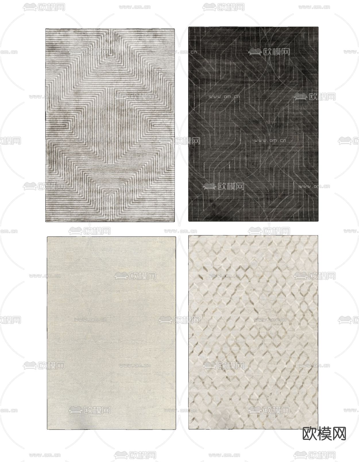 现代布艺地毯su模型下载