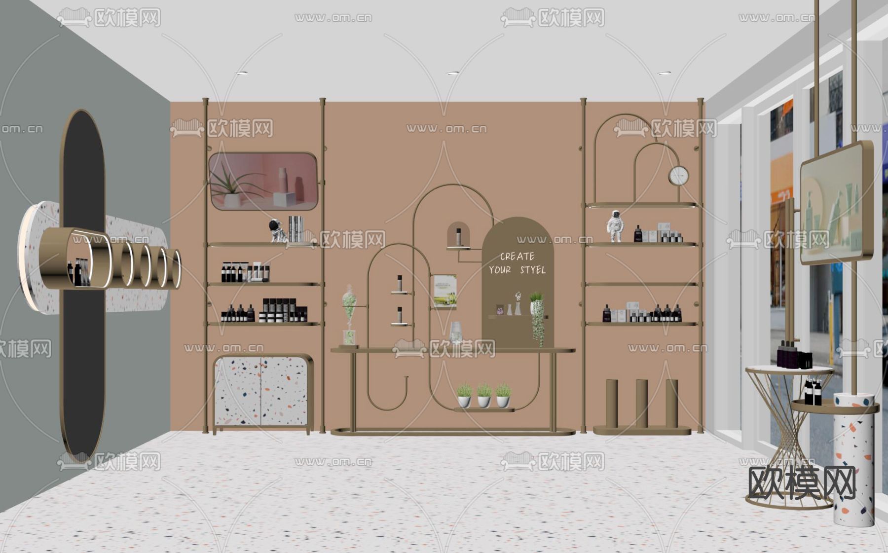 现代轻奢化妆品专卖店su模型下载（渲染图2）