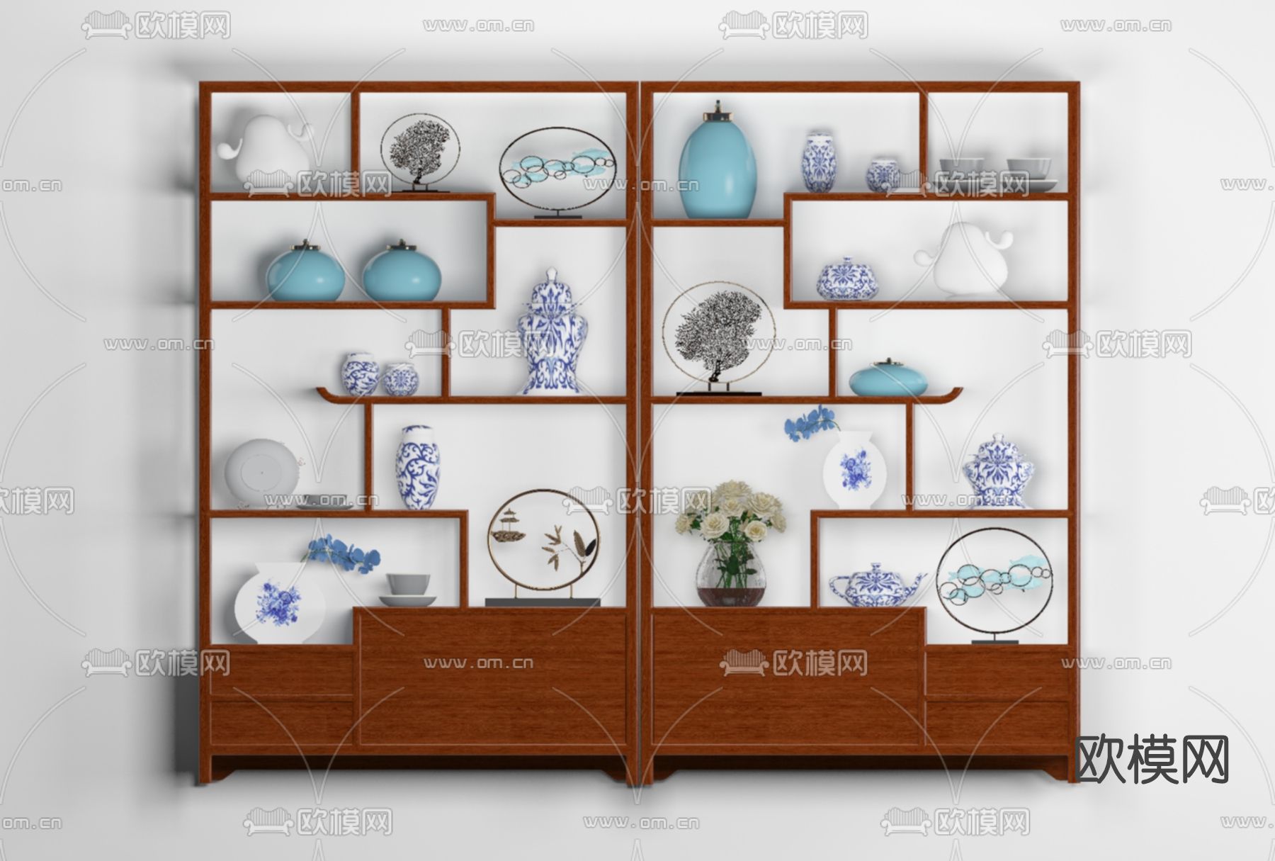 中式实木博古免费3d模型下载