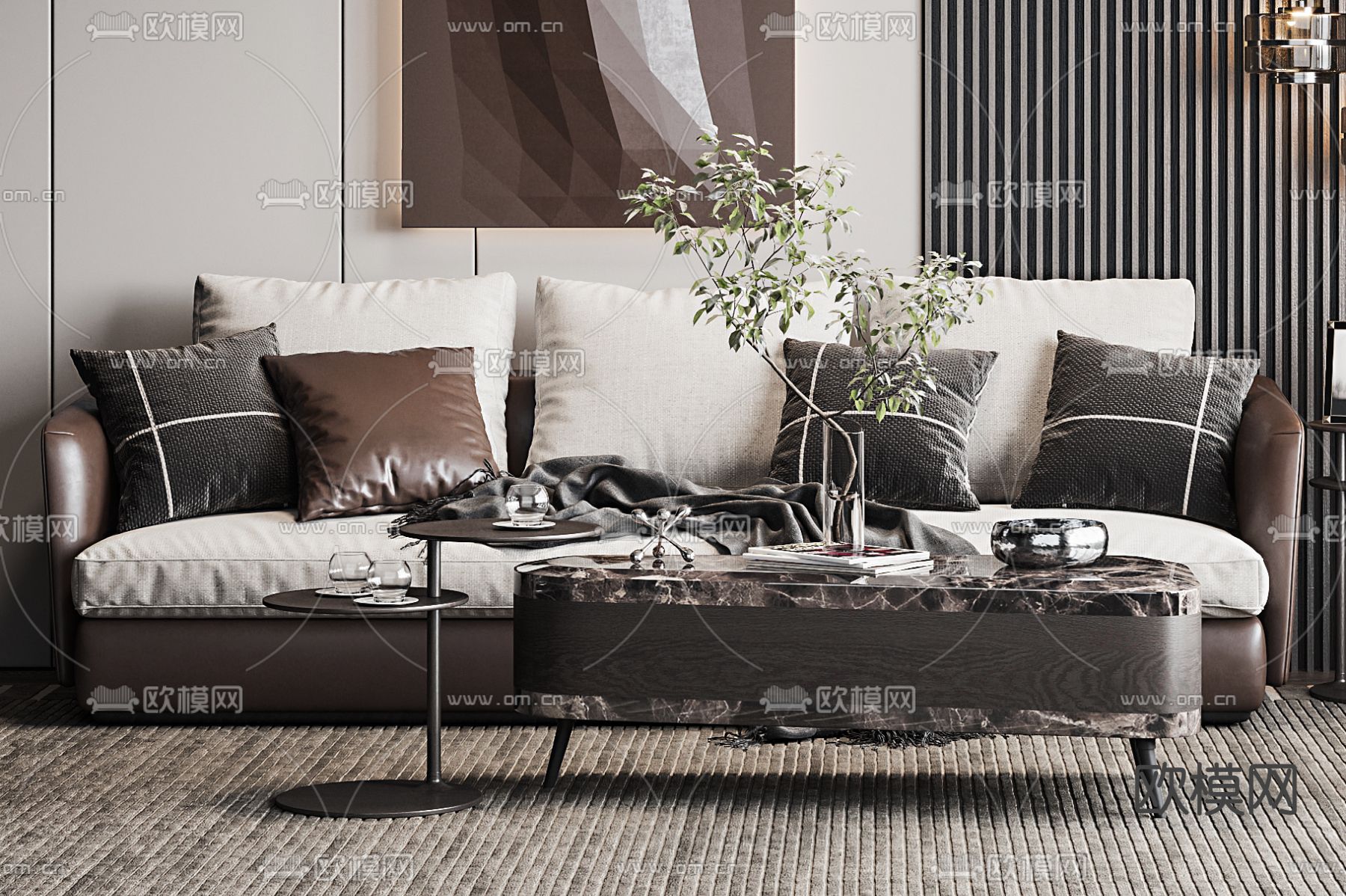 Molteni&C 现代皮革组合沙发3d模型