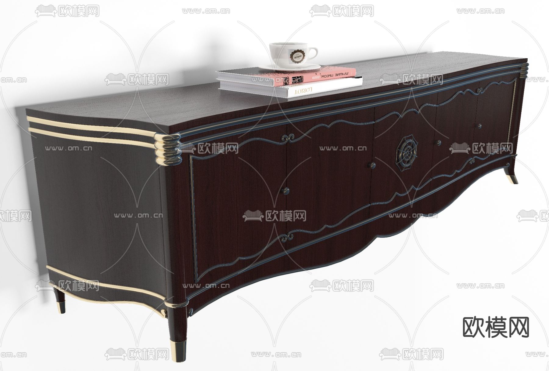 美式实木电视柜免费3d模型下载