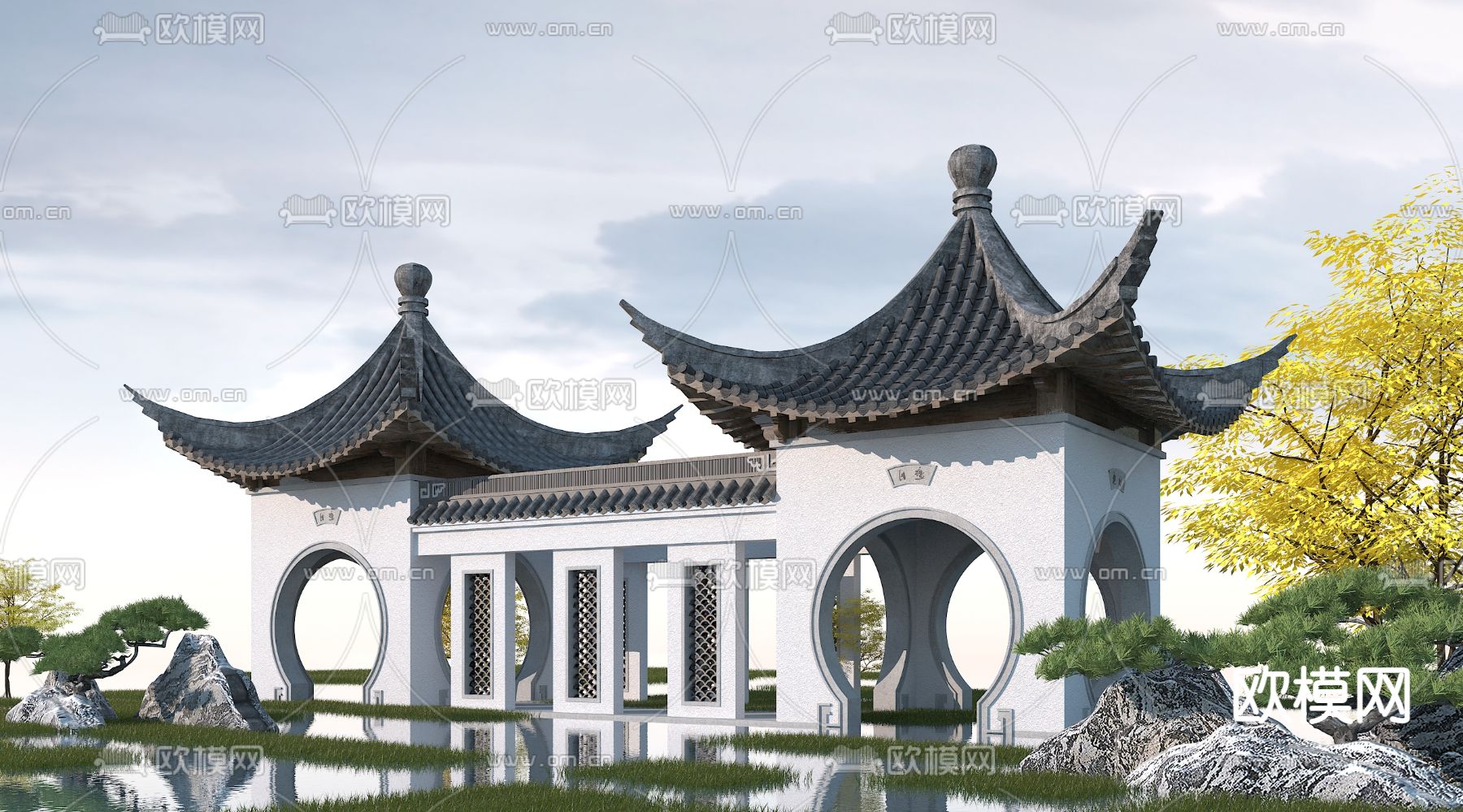 新中式凉亭景观3d模型