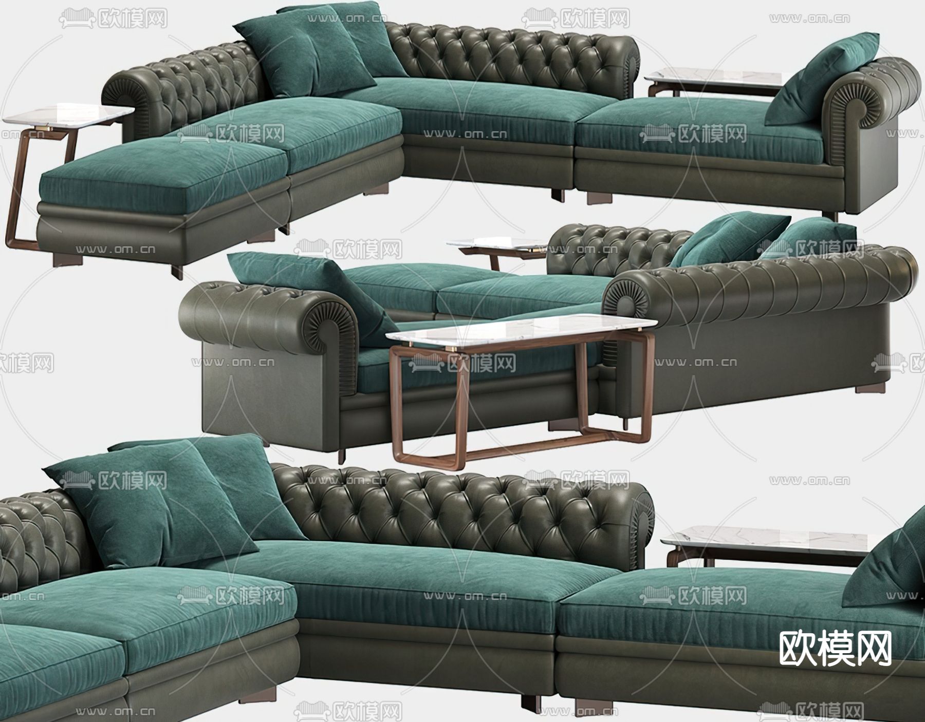 美式布艺转角沙发3d模型下载_ID11582152_3dmax免费模型-欧模网