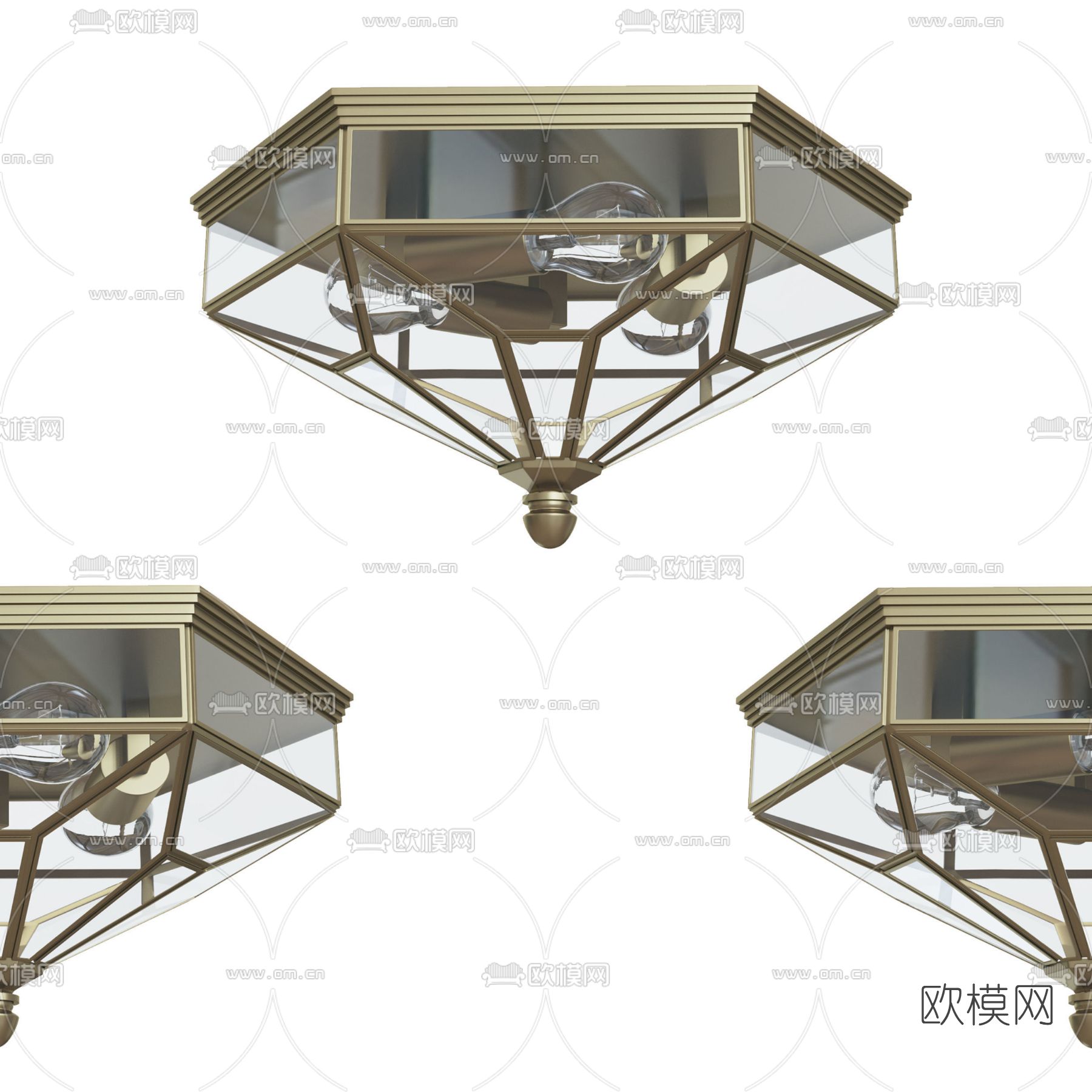 简欧轻奢吸顶灯免费3d模型下载