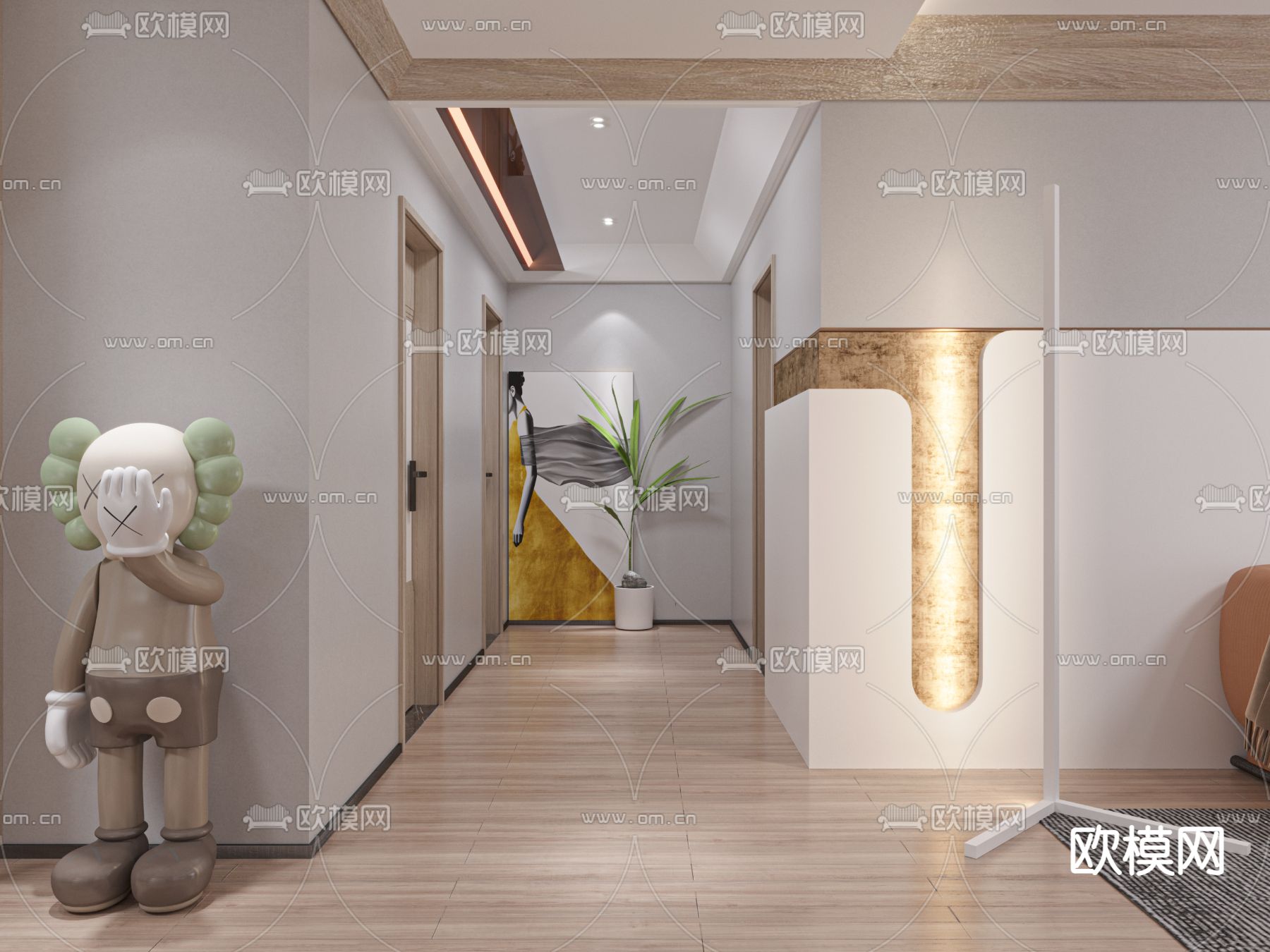 现代客厅餐厅3d模型