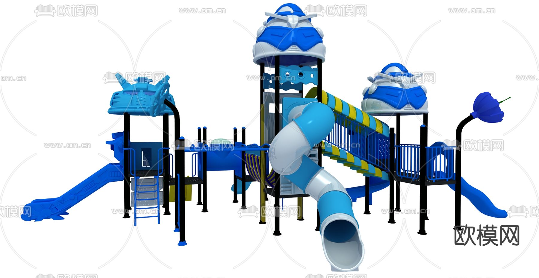 现代儿童游乐滑梯3d模型下载（渲染图2）
