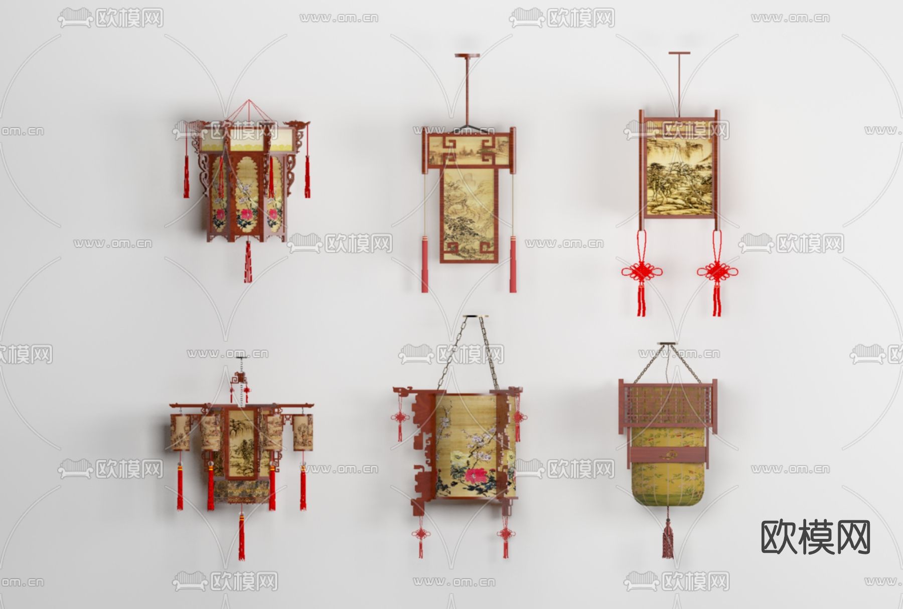 中式灯笼免费3d模型下载