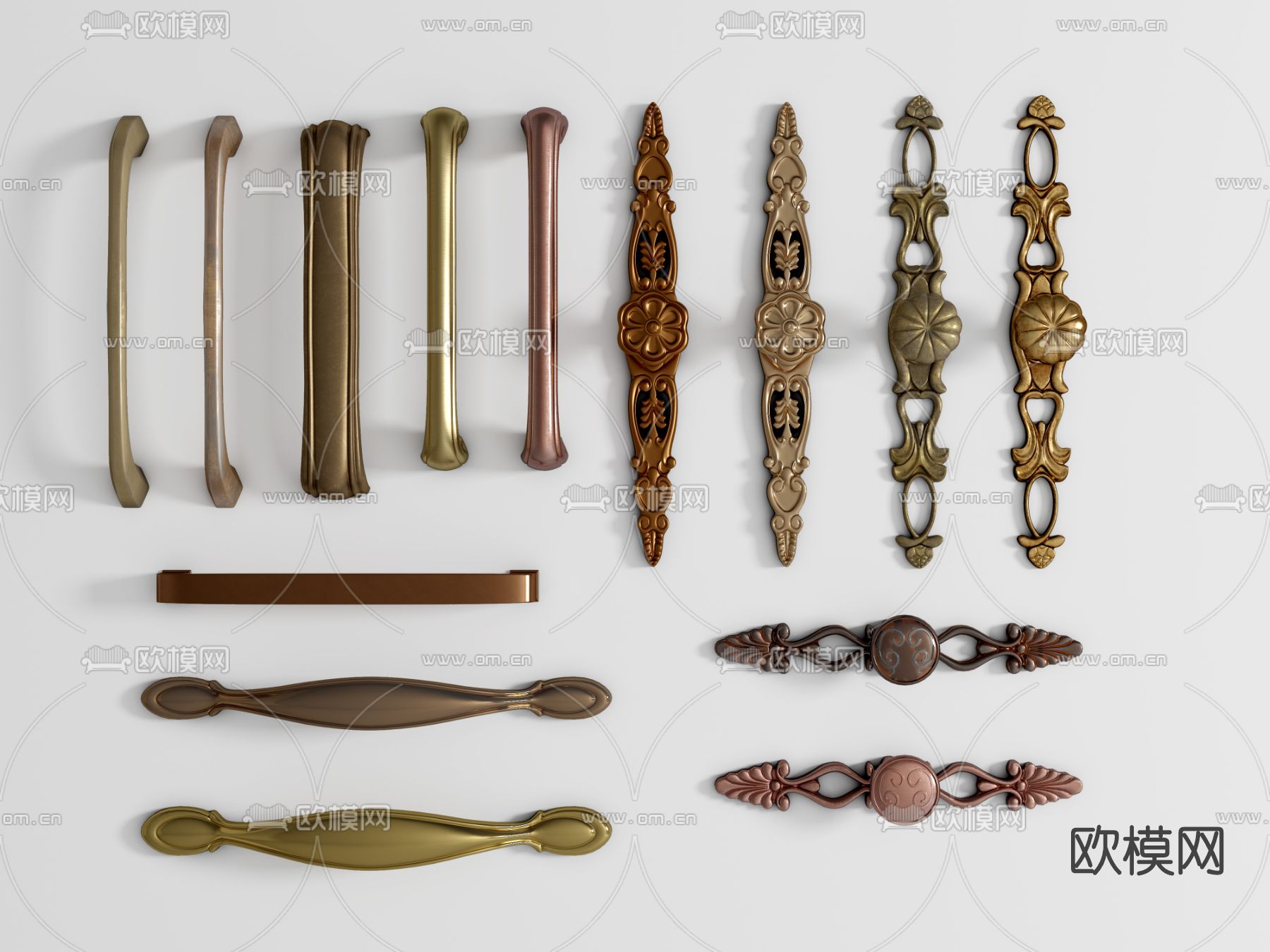 简欧拉手门把手免费3d模型下载