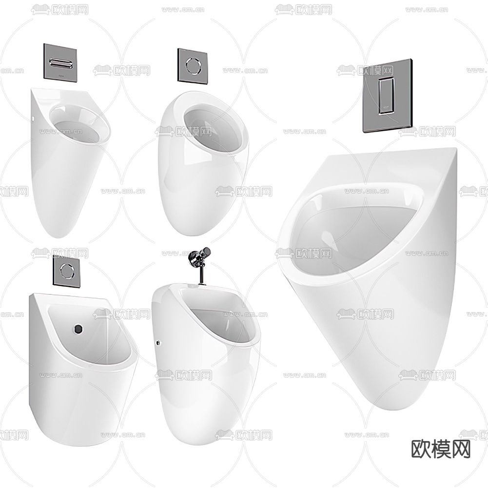 现代小便斗小便池3d模型下载