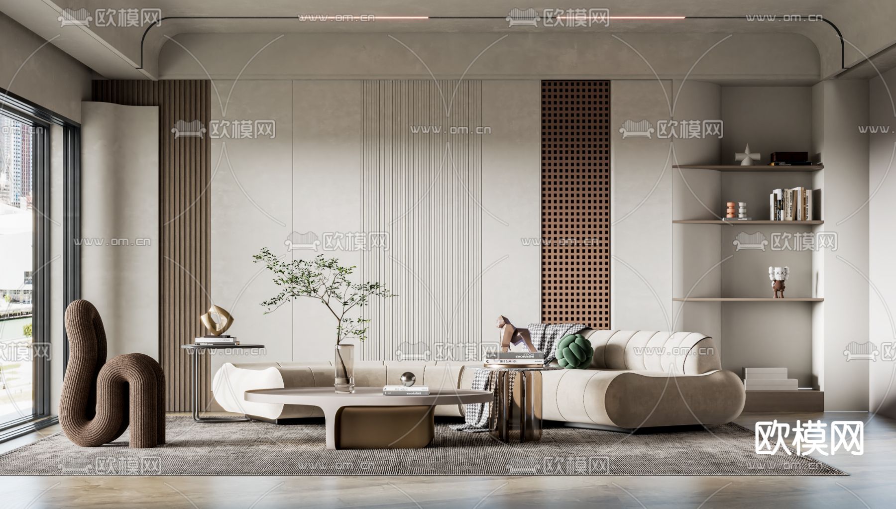 现代布艺组合沙发3d模型