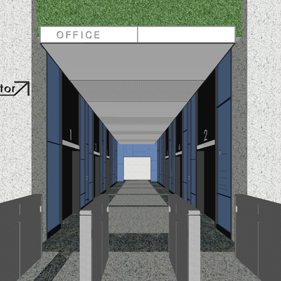  现代电梯厅su模型 