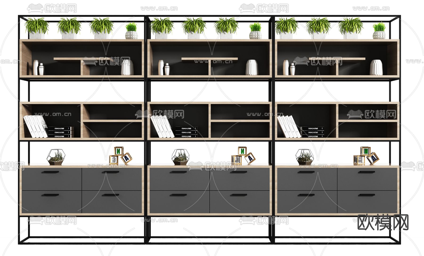工业风装饰柜免费3d模型下载