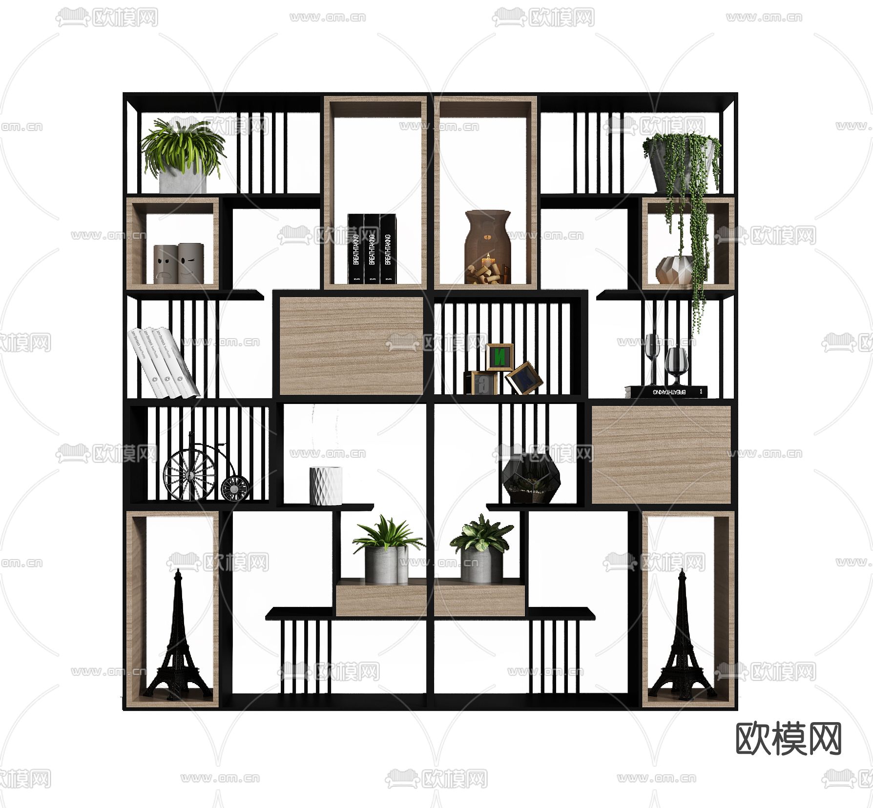 工业风装饰柜免费3d模型下载