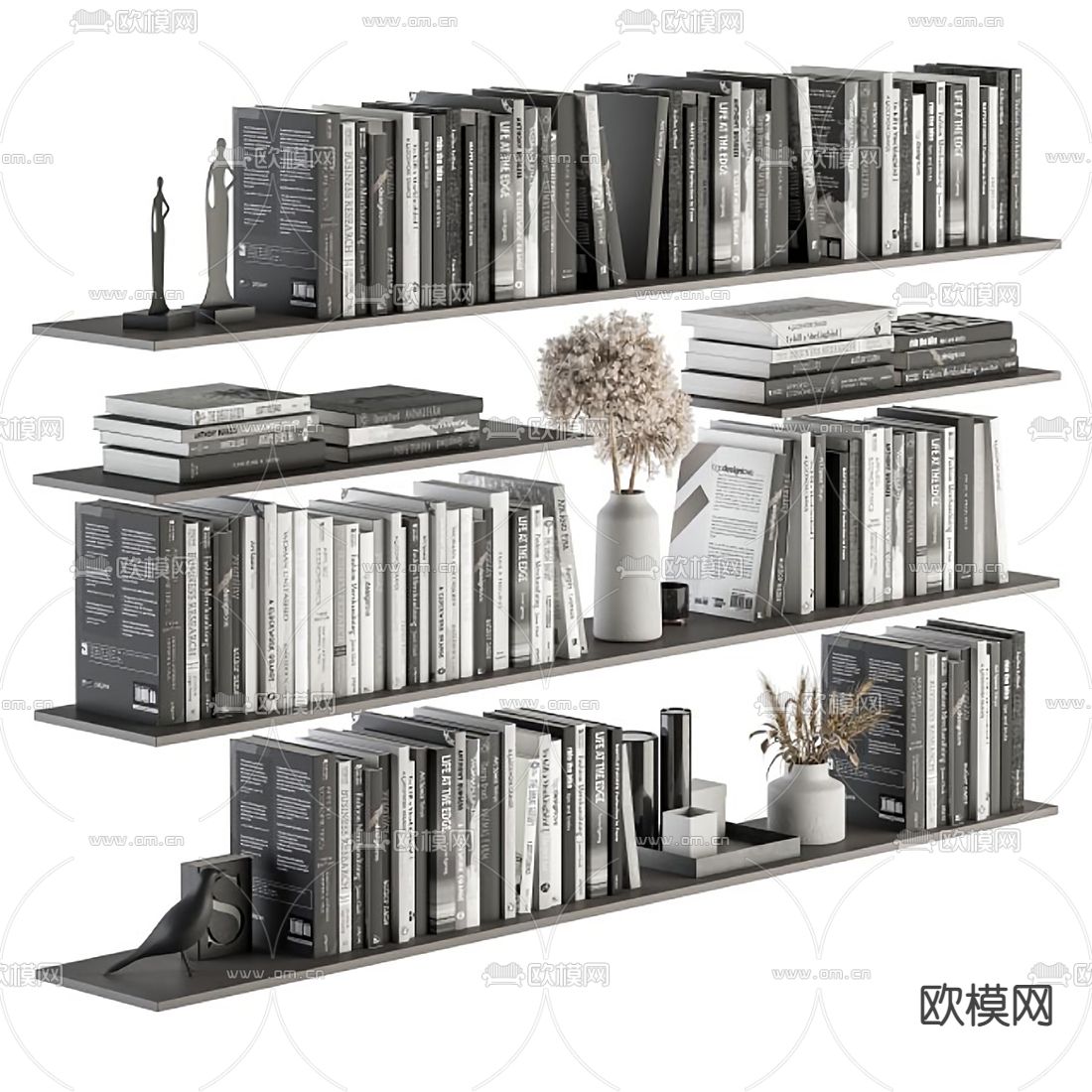 现代书籍摆件3d模型