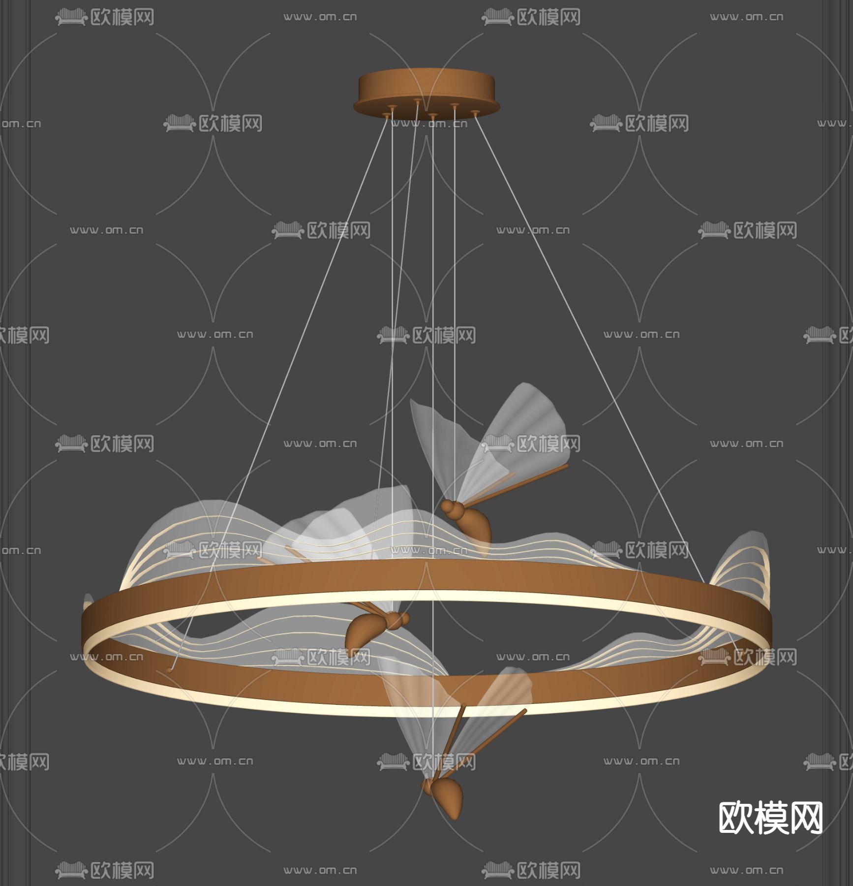 现代轻奢吊灯su模型下载（渲染图2）