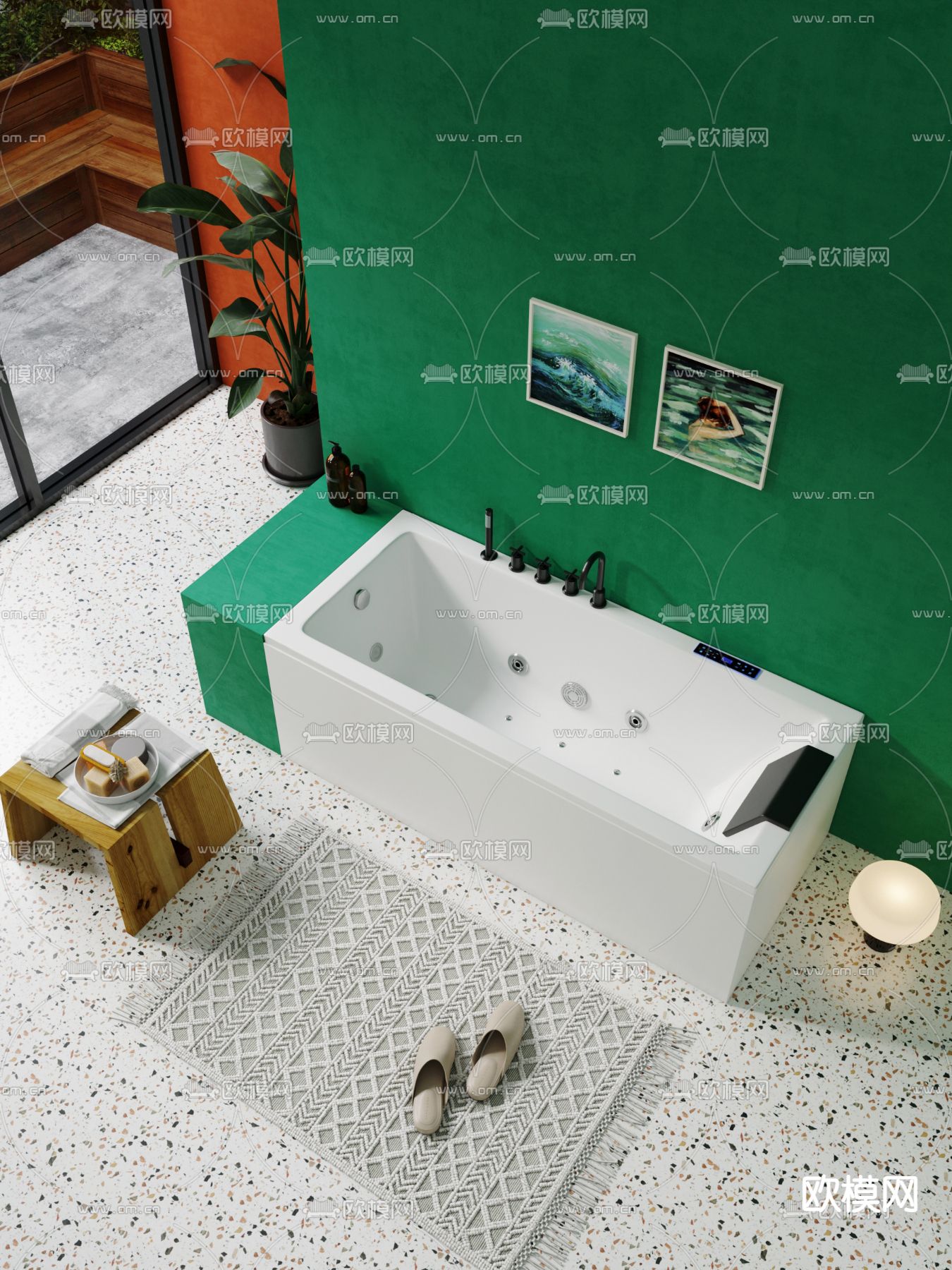 北欧浴缸洗漱用品3d模型下载（渲染图2）