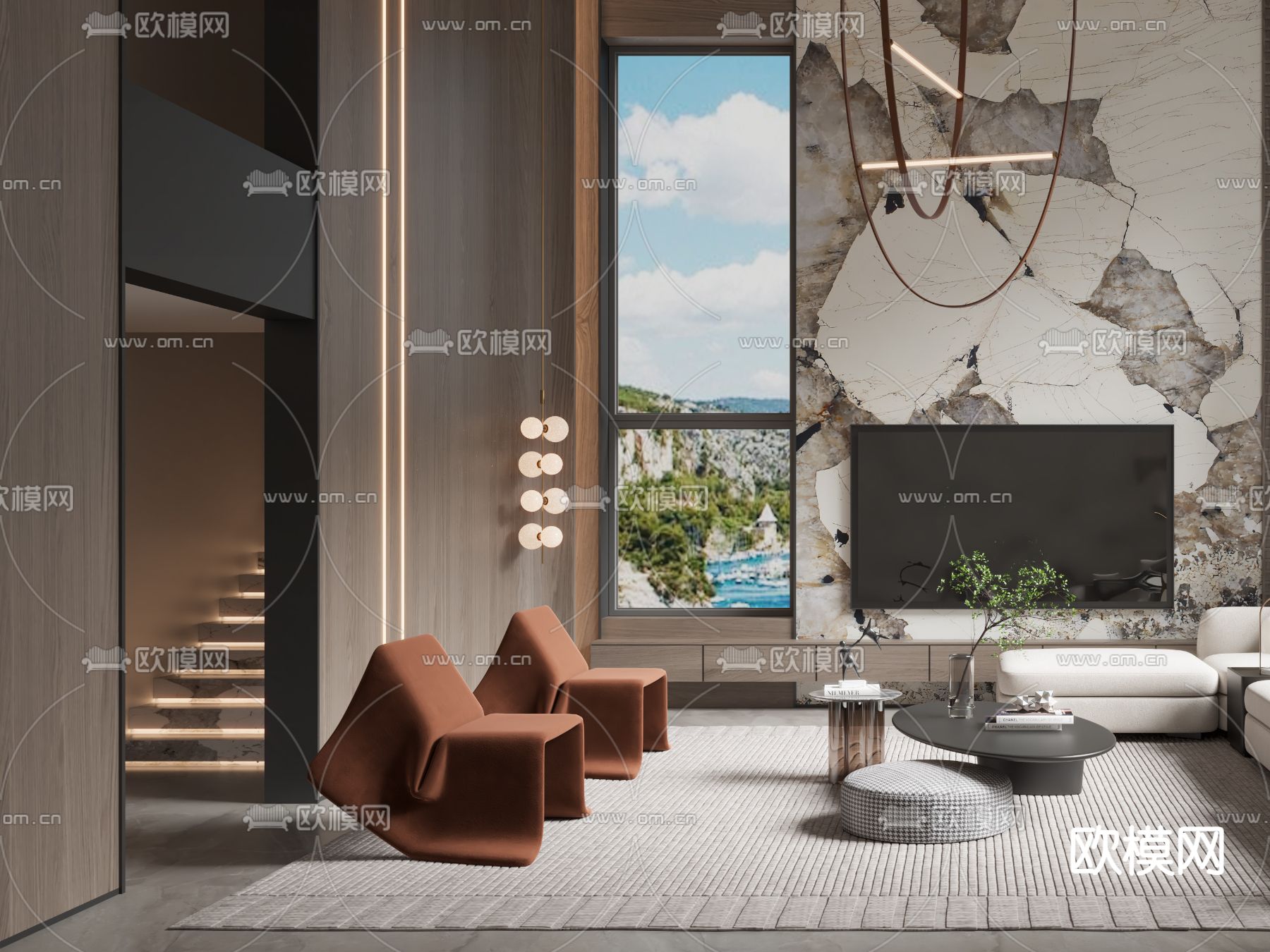 现代别墅大堂3d模型