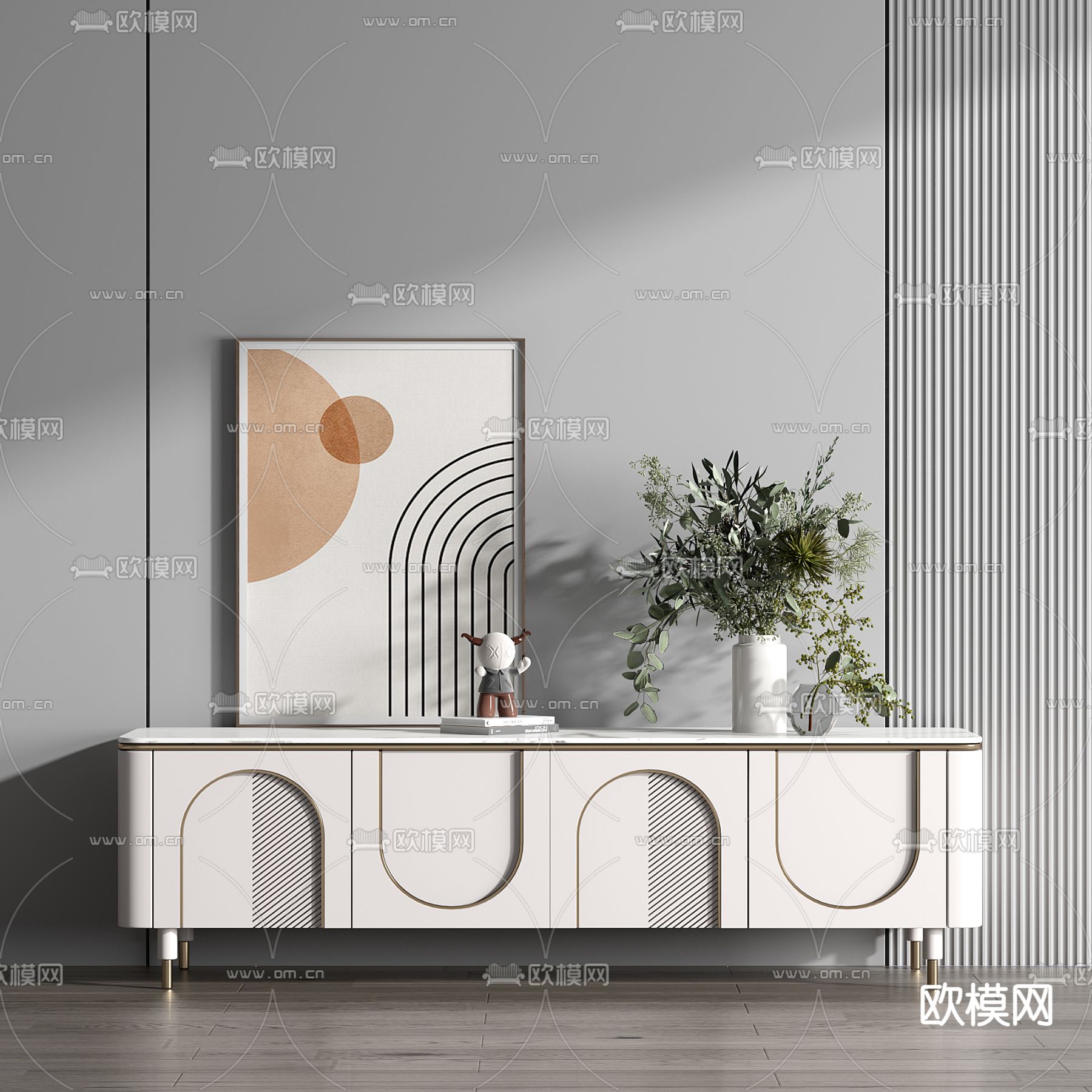 现代漆烤电视柜3d模型