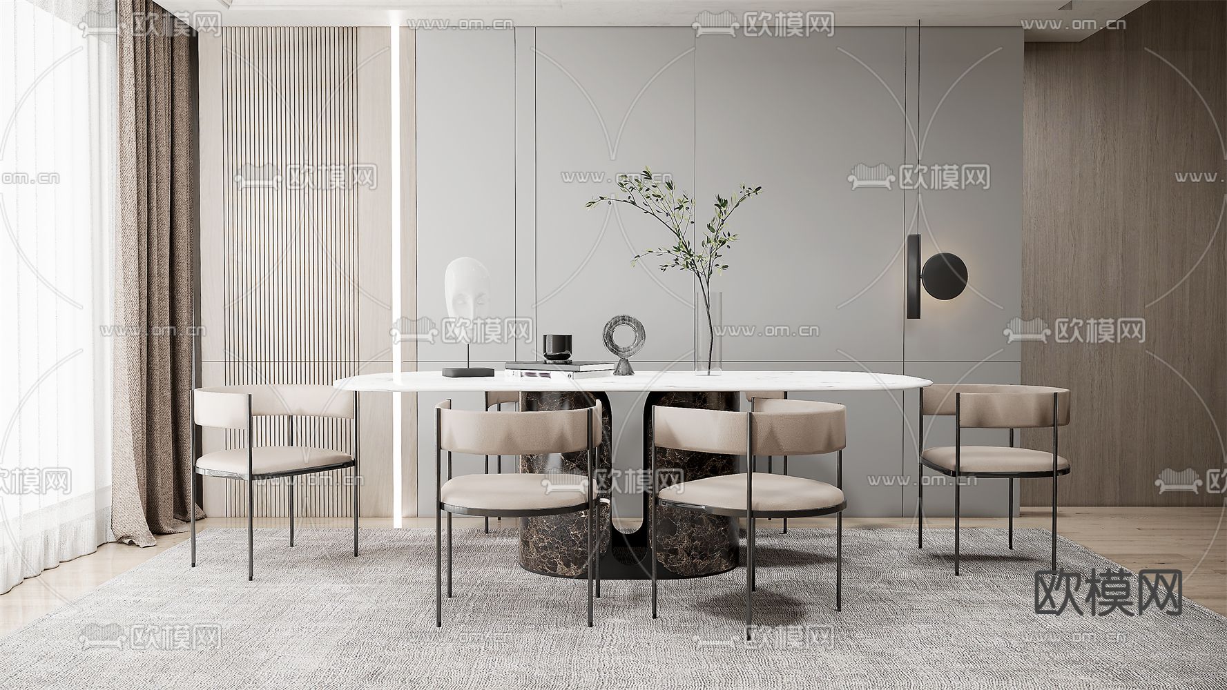 现代餐厅su模型下载（渲染图1）