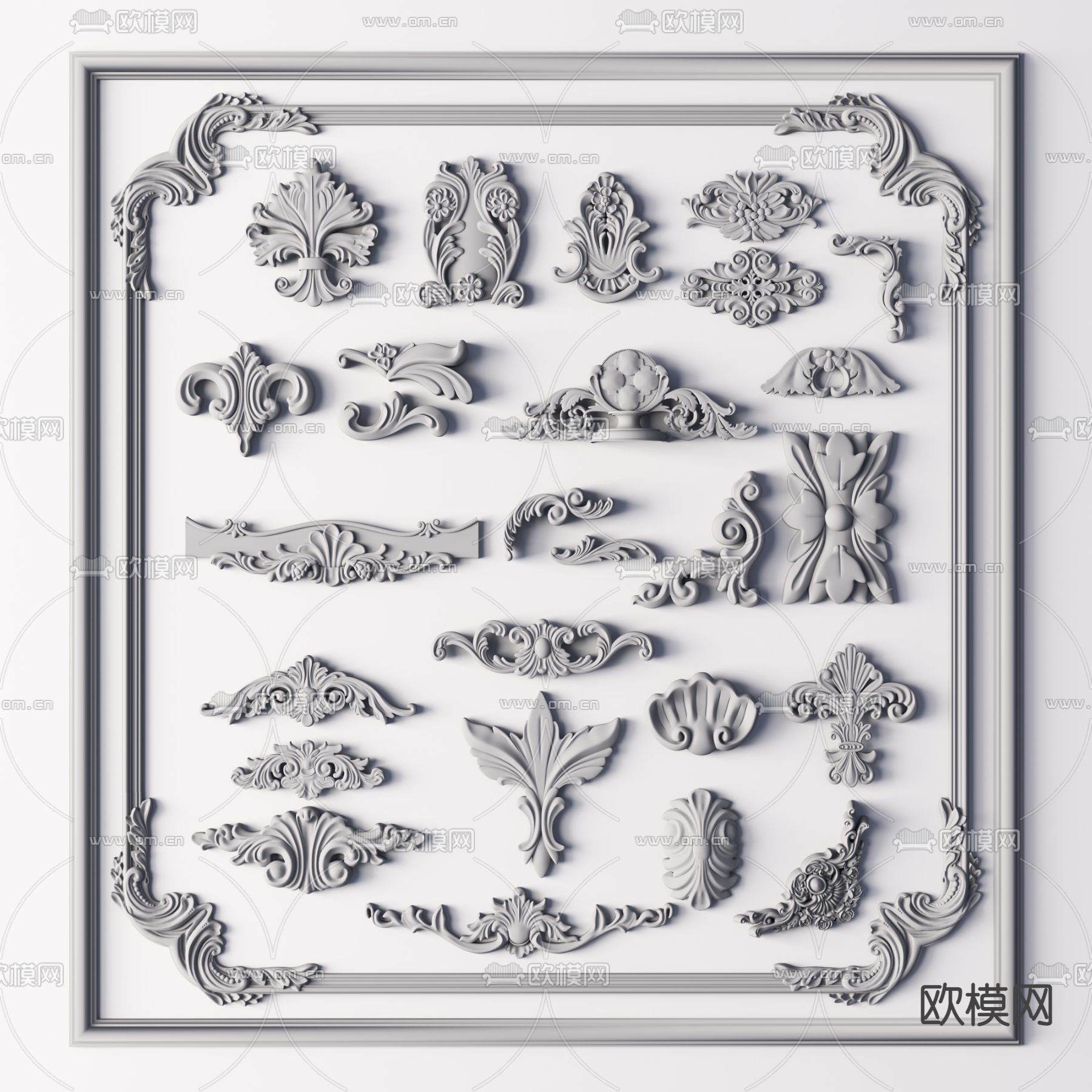 欧式石膏雕花3d模型
