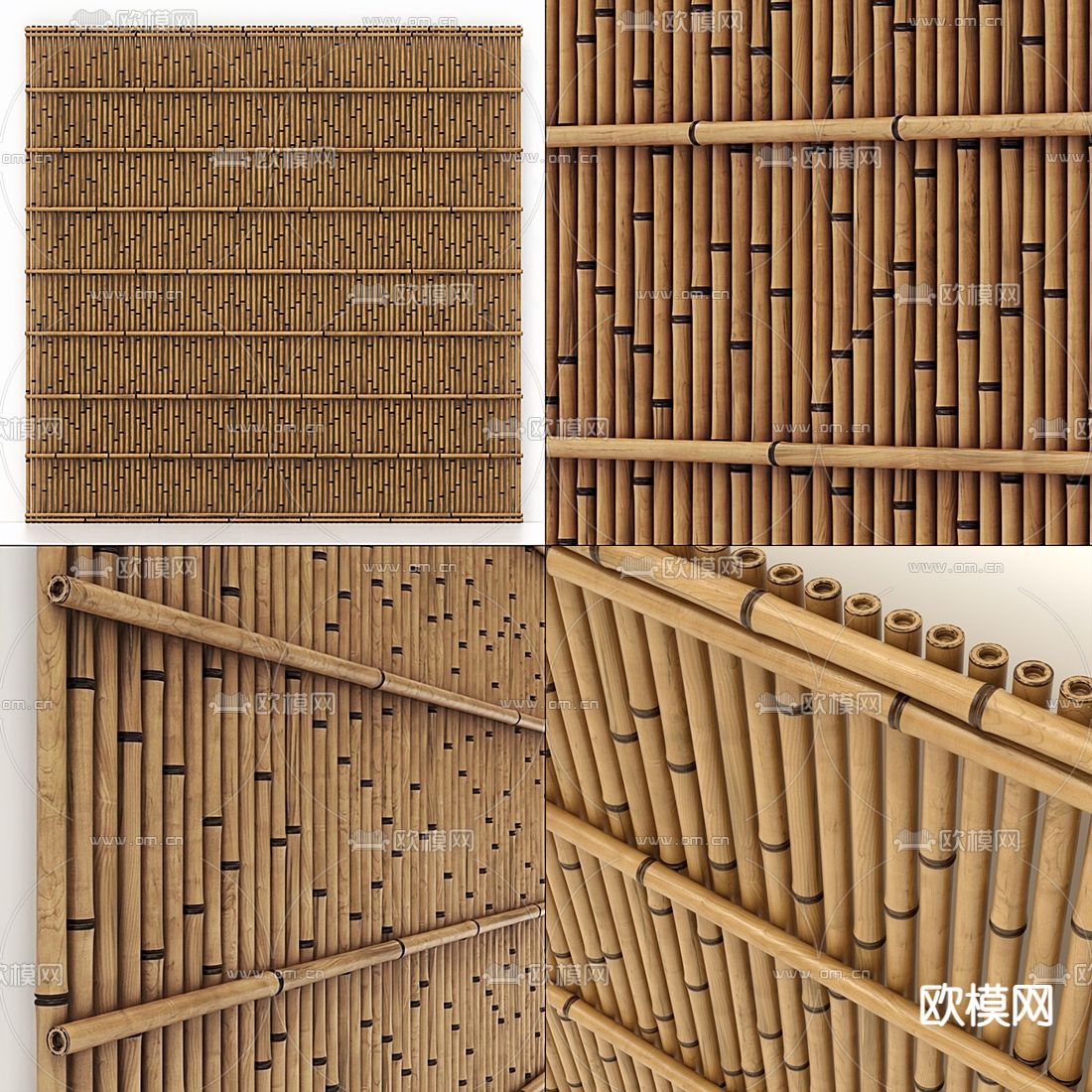 自然风竹子屏风隔断3d模型下载