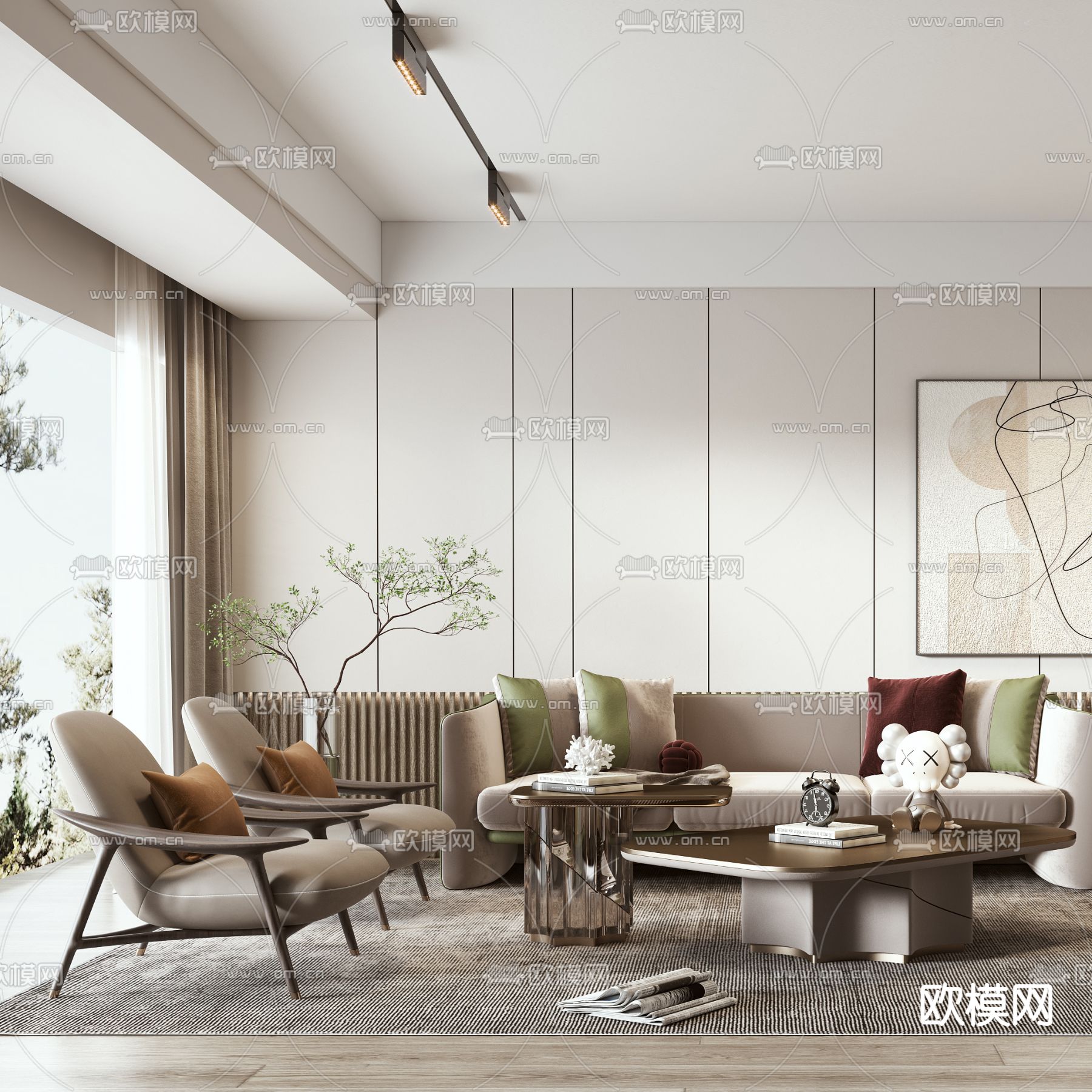 现代布艺组合沙发3d模型