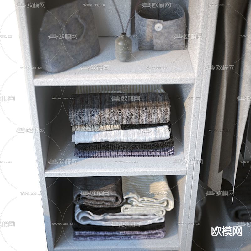 现代多功能衣柜3d模型下载（渲染图3）