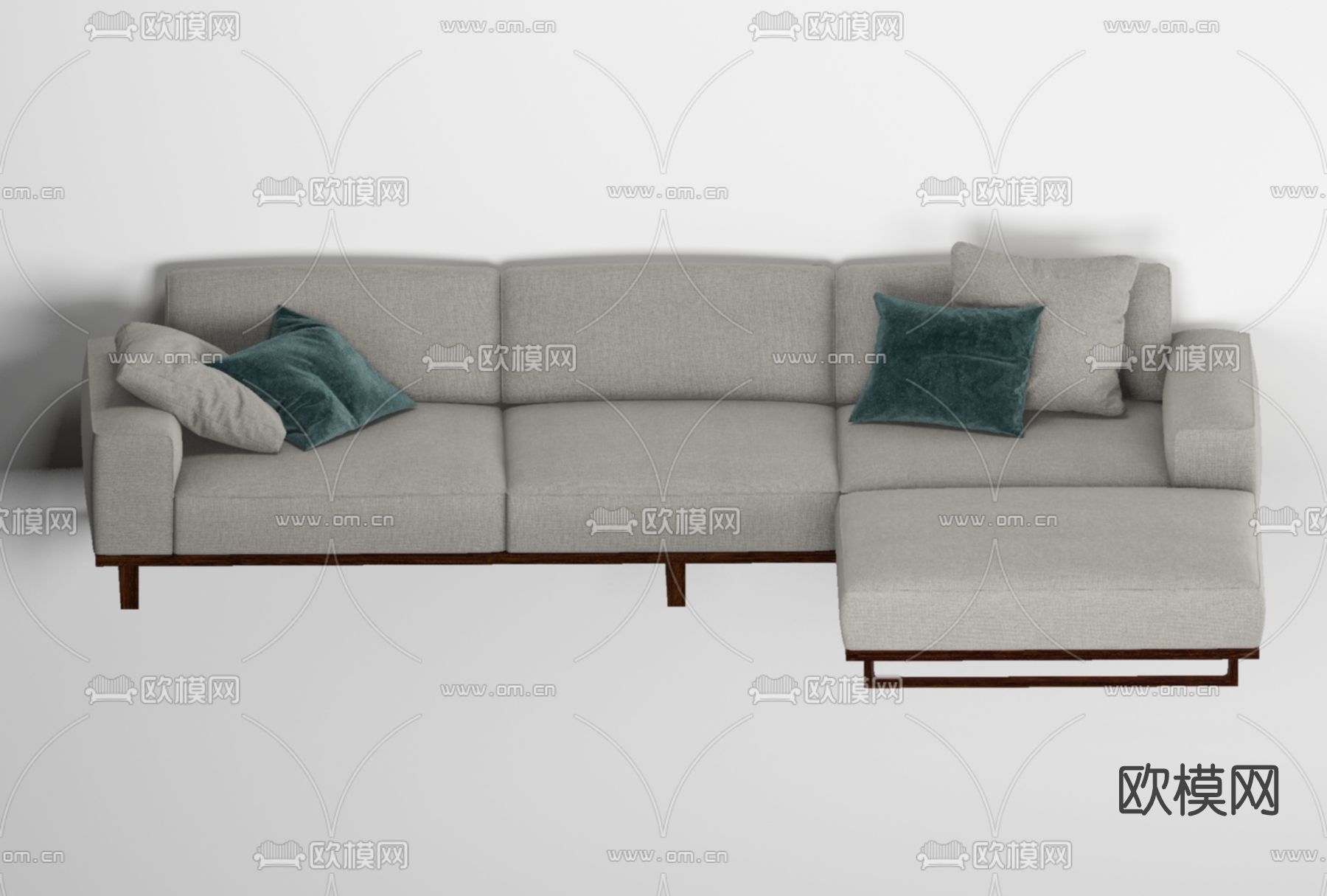 现代布艺转角沙发免费3d模型下载