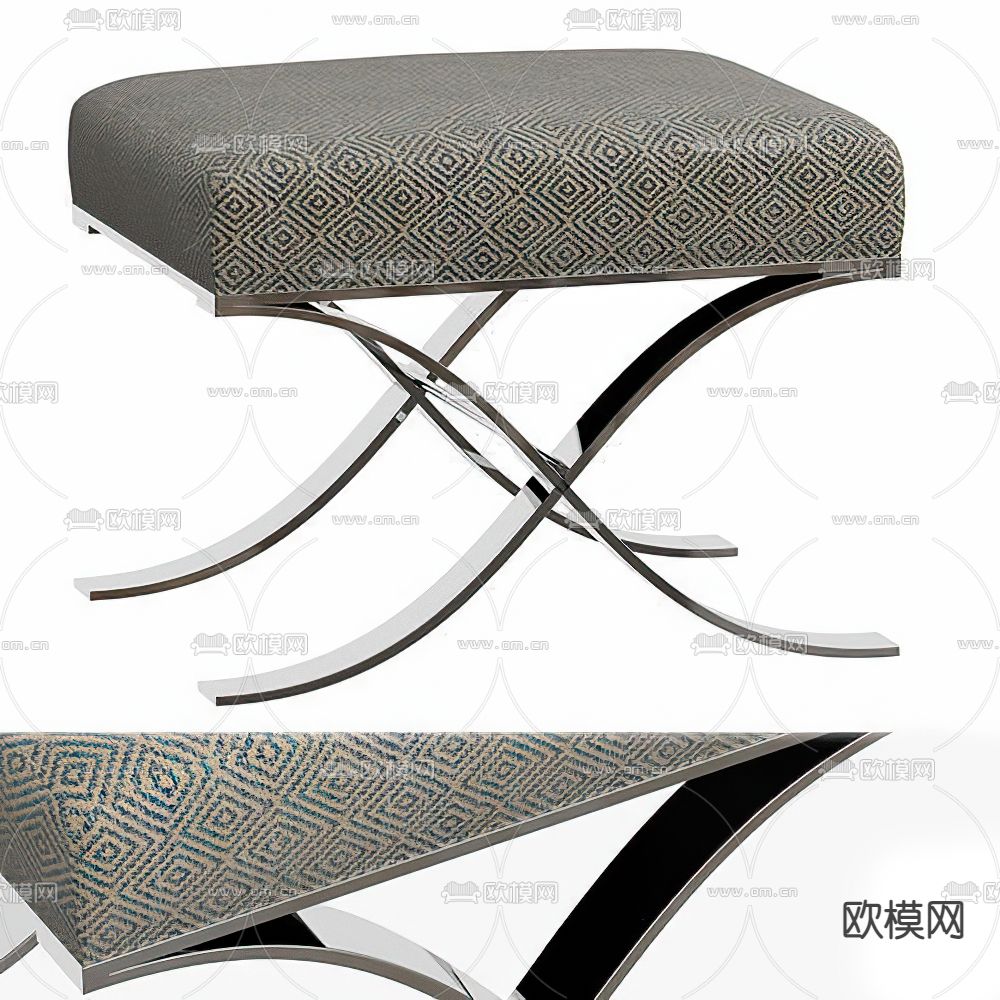 现代布艺凳子3d模型