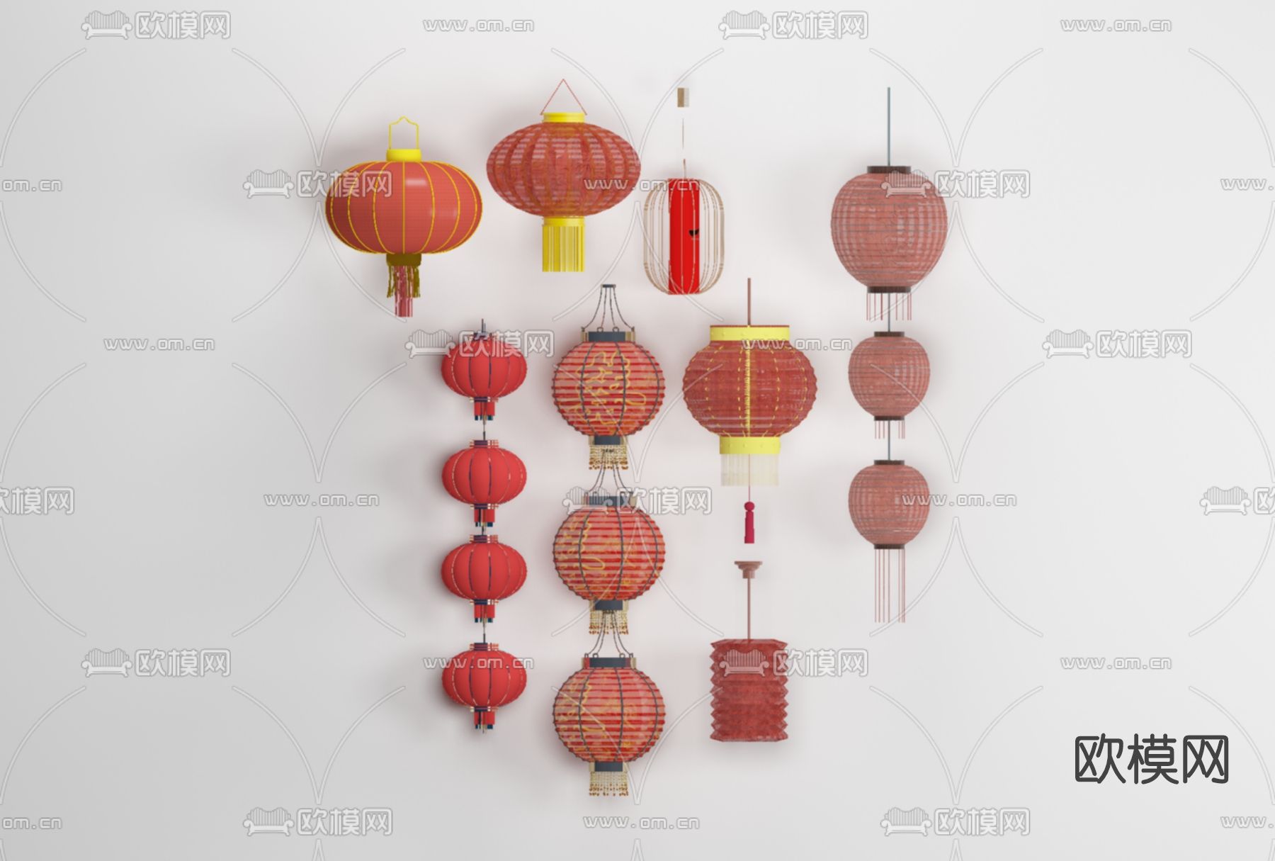 中式灯笼免费3d模型下载