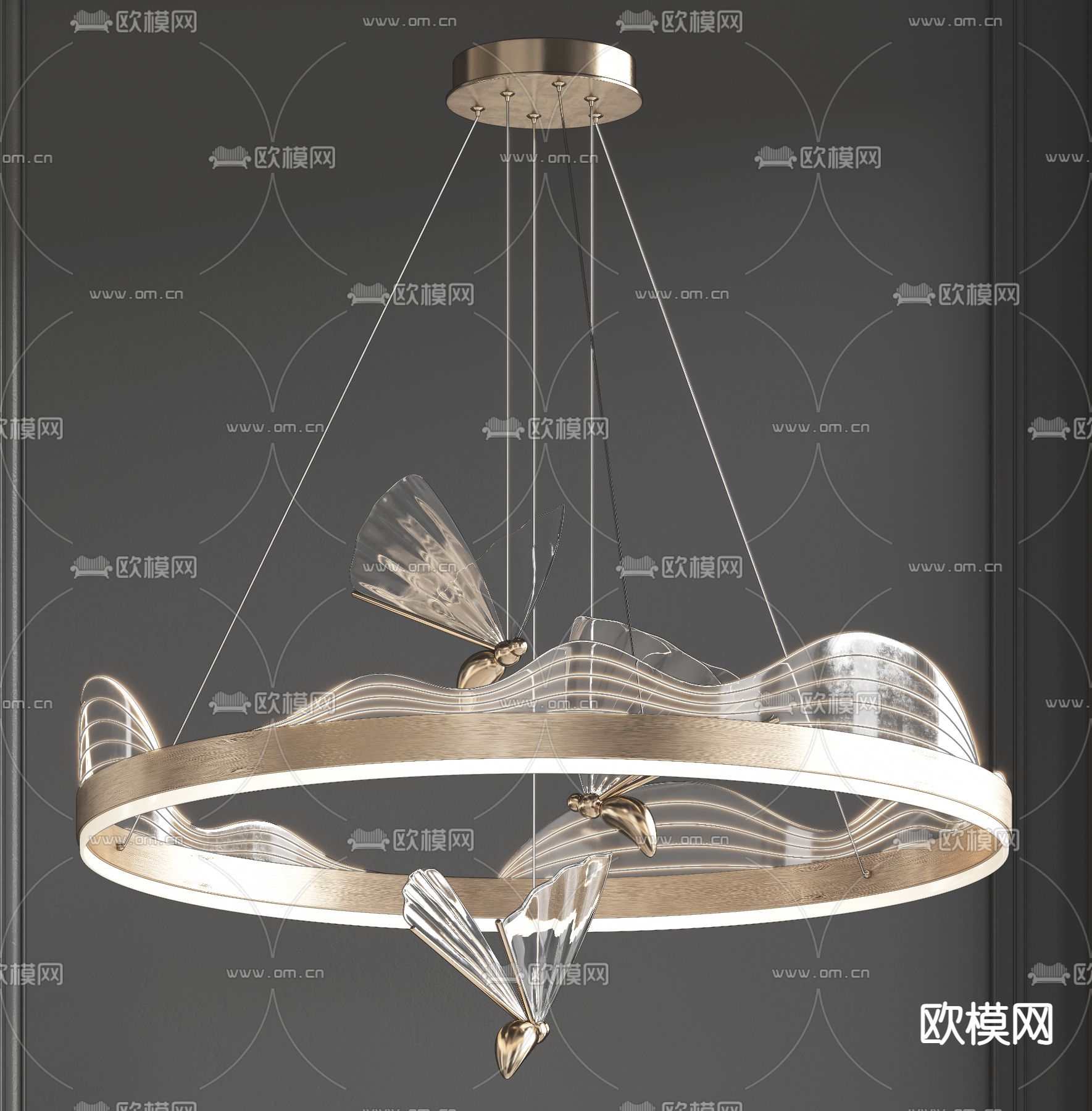 现代轻奢吊灯su模型下载（渲染图1）