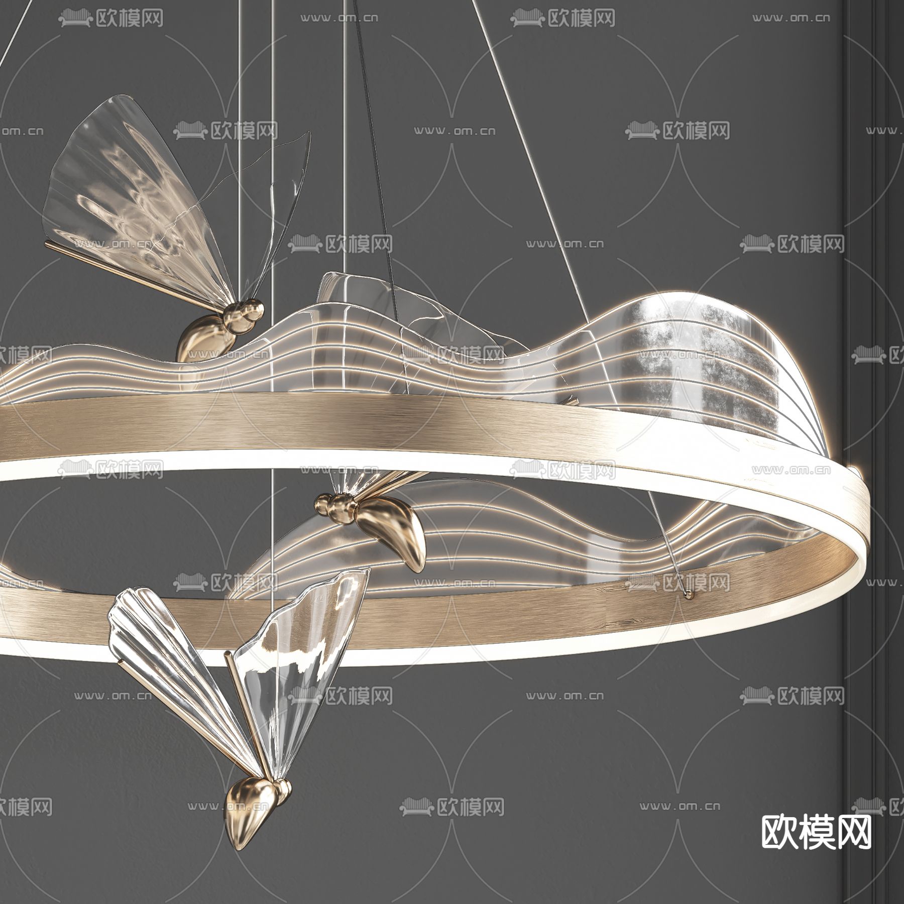 现代轻奢吊灯su模型下载（渲染图4）