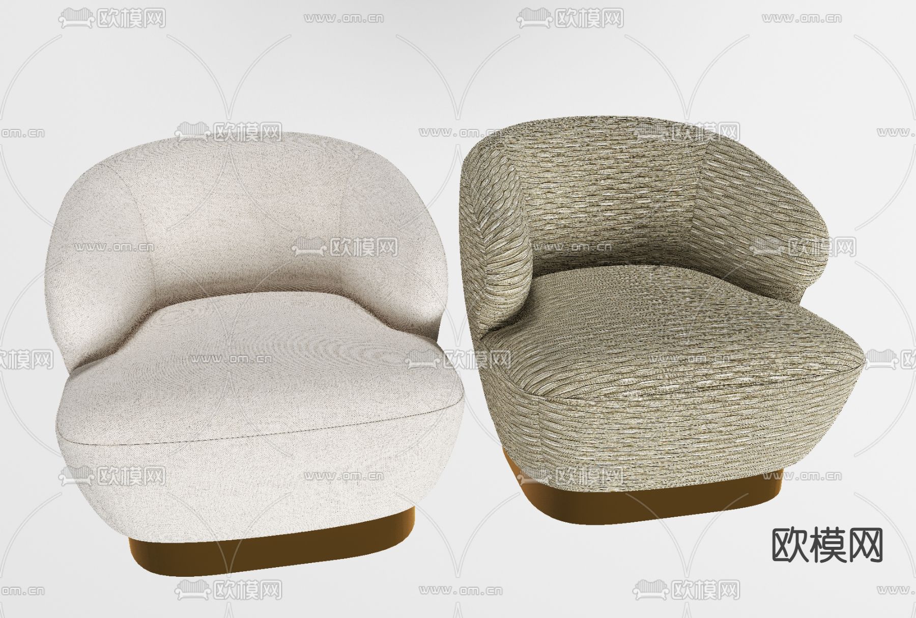 现代布艺单人沙发免费3d模型下载