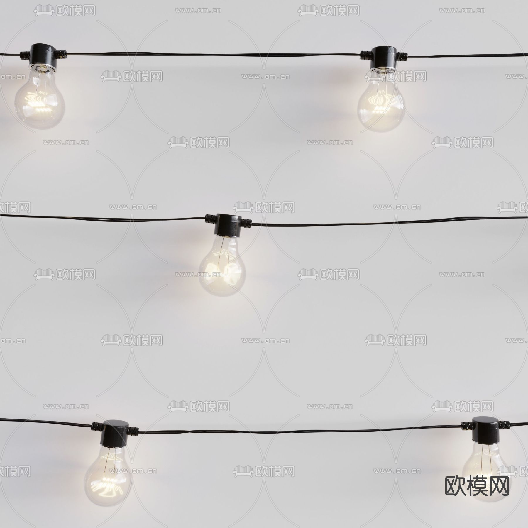 现代灯泡装饰灯3d模型下载（渲染图2）