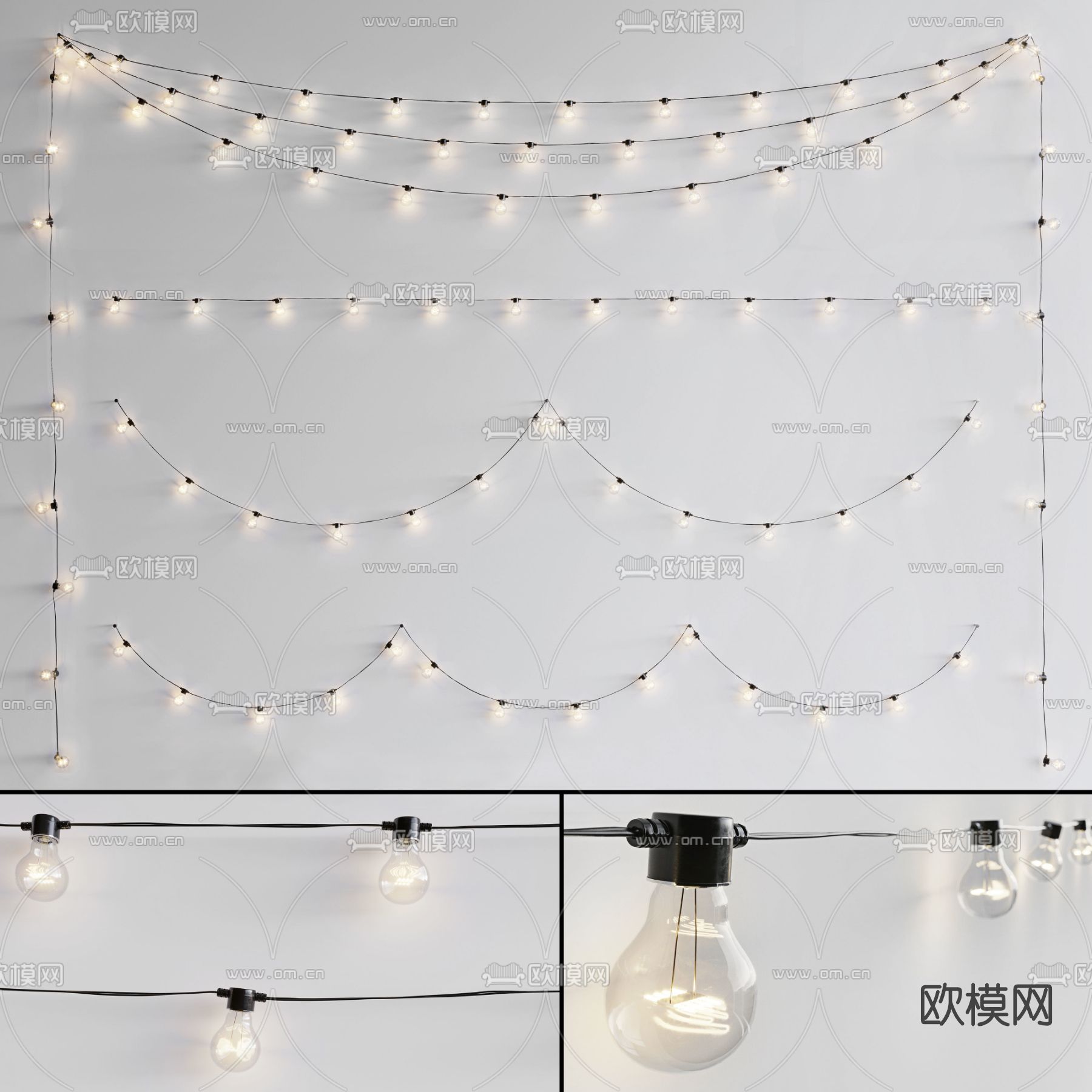 现代灯泡装饰灯3d模型下载（渲染图1）