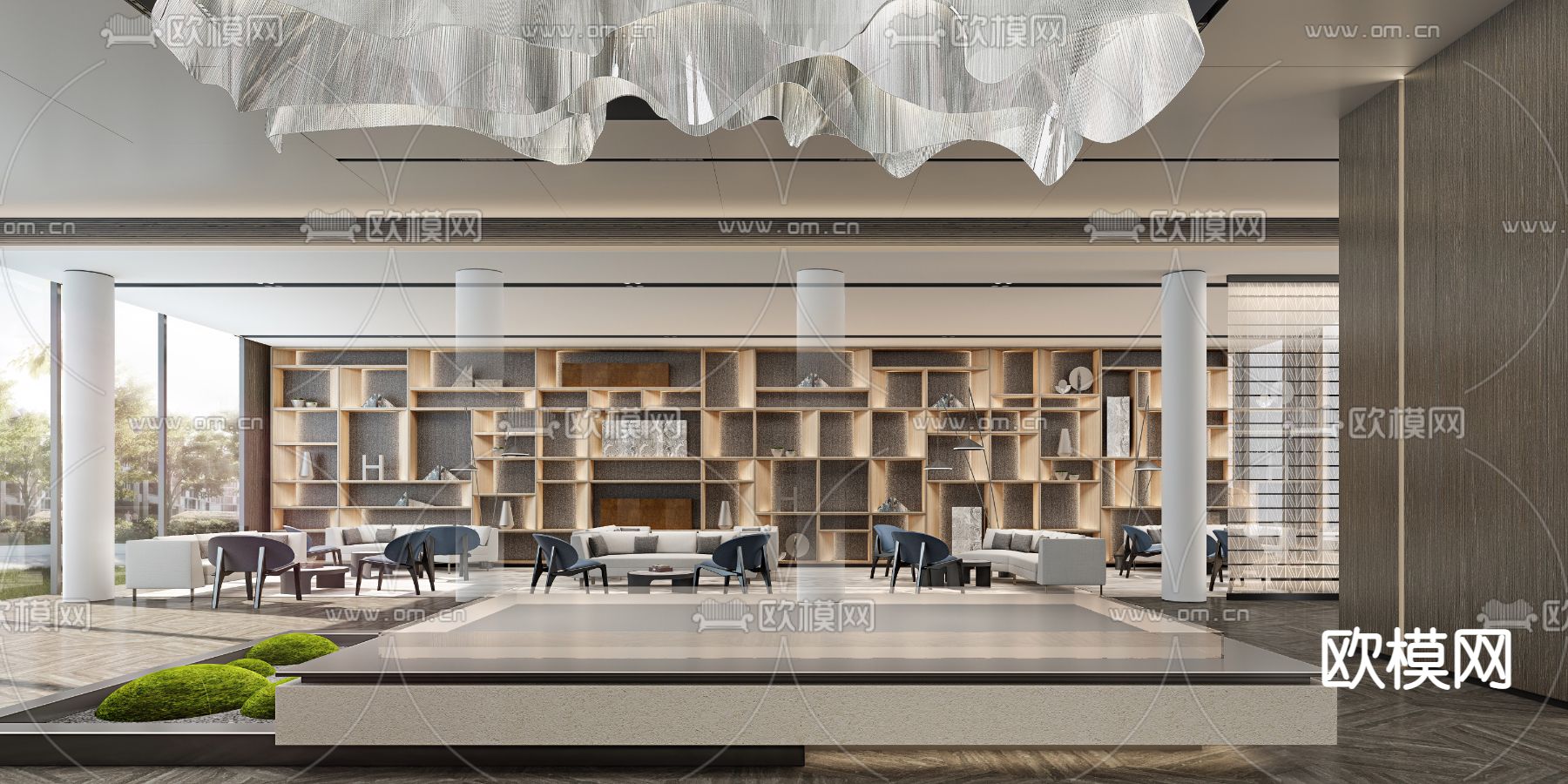 现代售楼中心洽谈区3d模型下载
