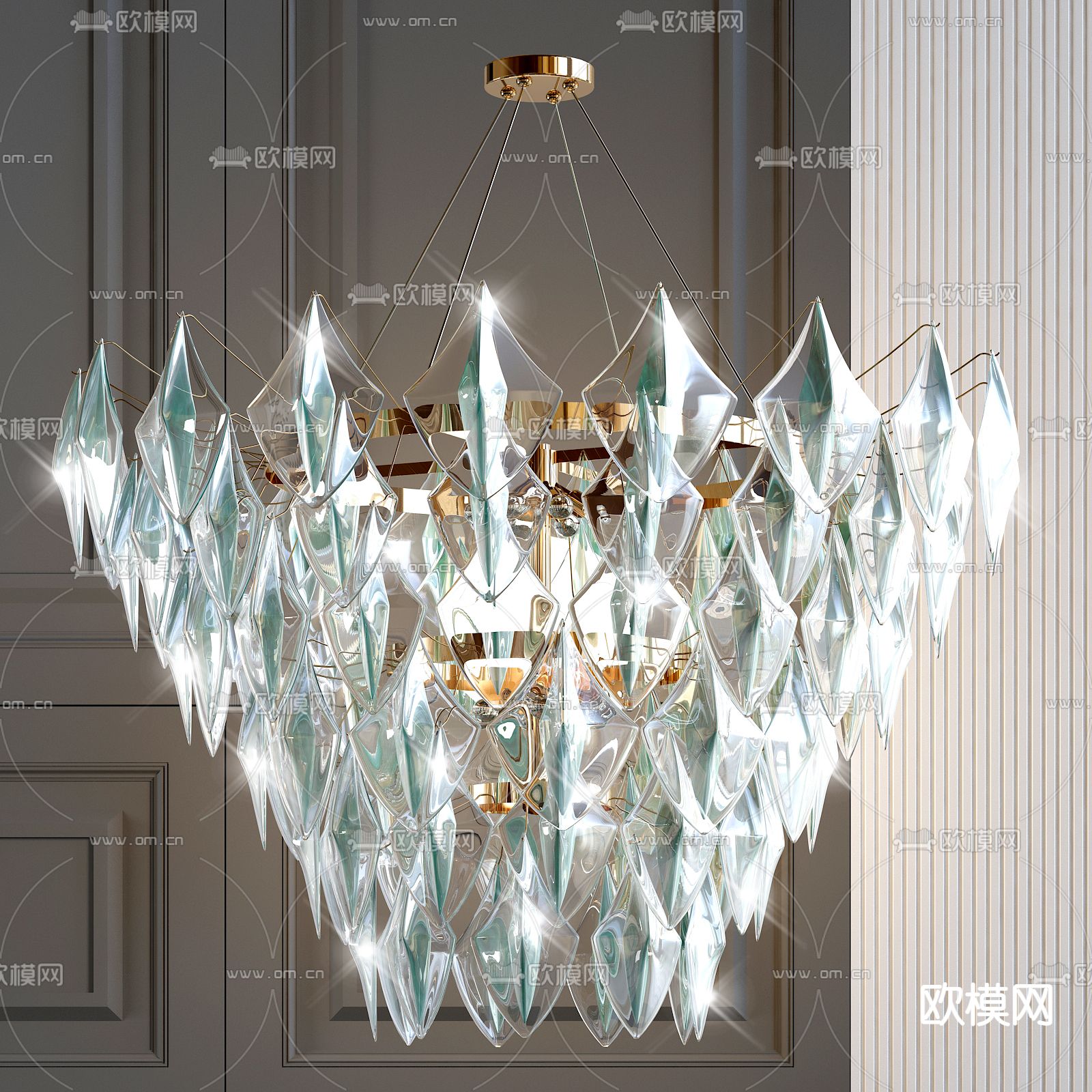 现代多层水晶吊灯3d模型下载