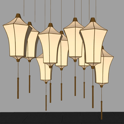  新中式灯笼su模型 