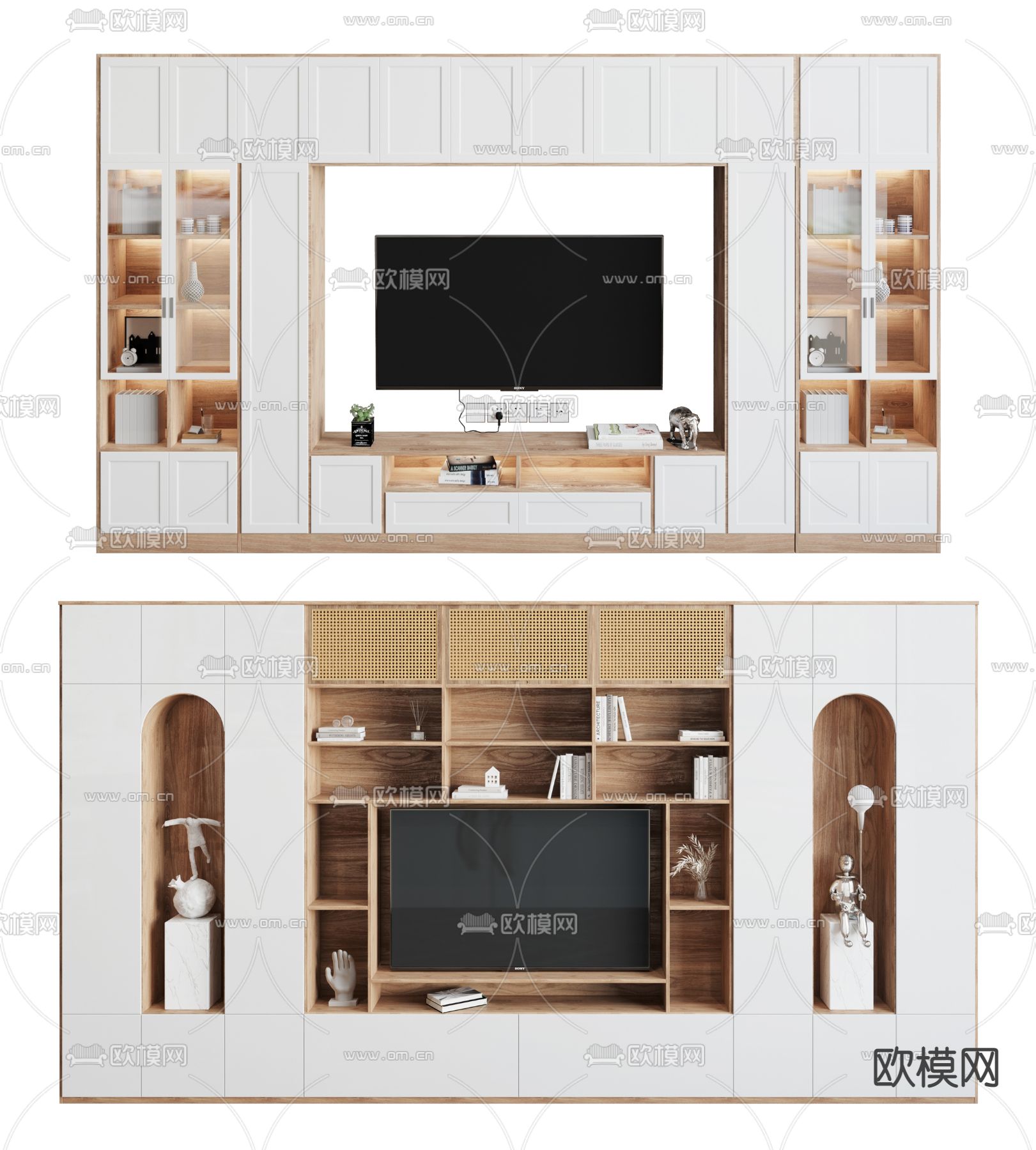 北欧电视背景墙3d模型