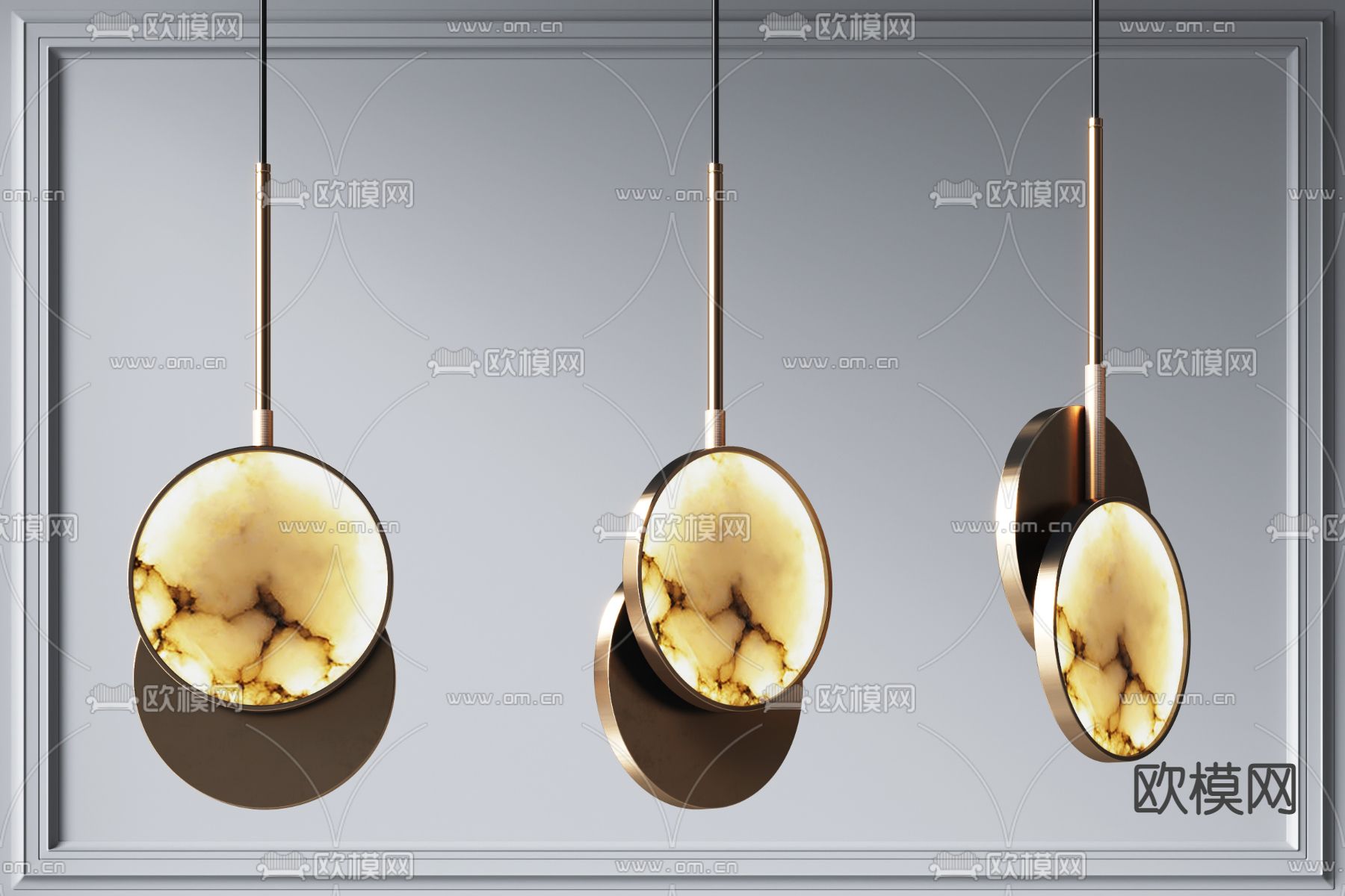 新中式云石吊灯3d模型