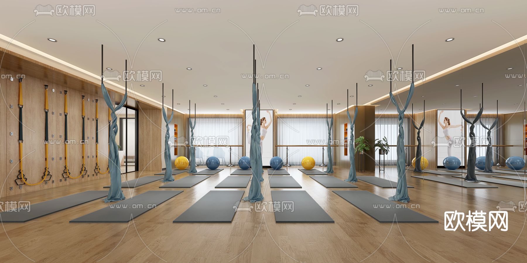 现代瑜伽室免费3d模型下载